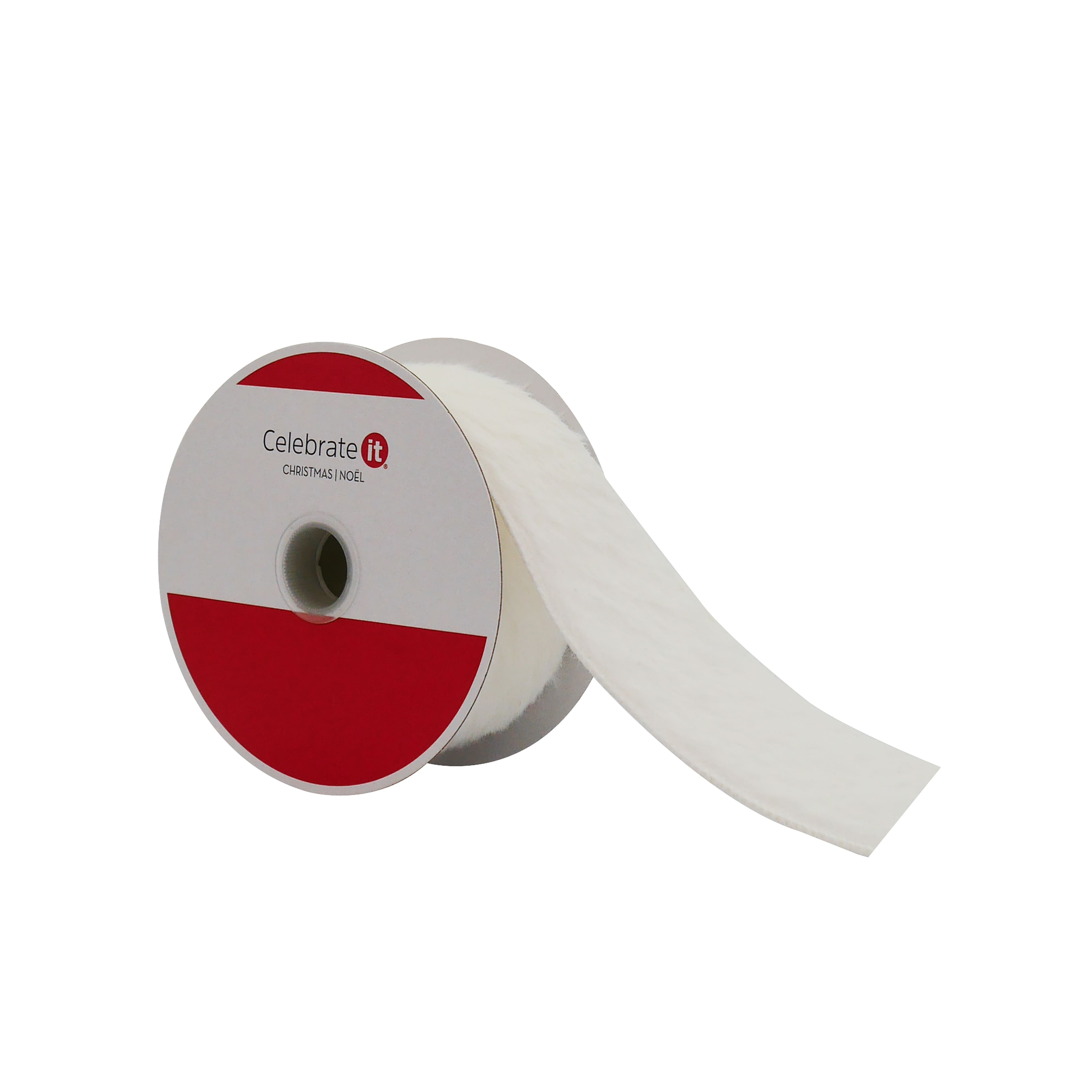 1.5&#x22; x 15ft. White Faux Fur Wired Ribbon by Celebrate It&#xAE;