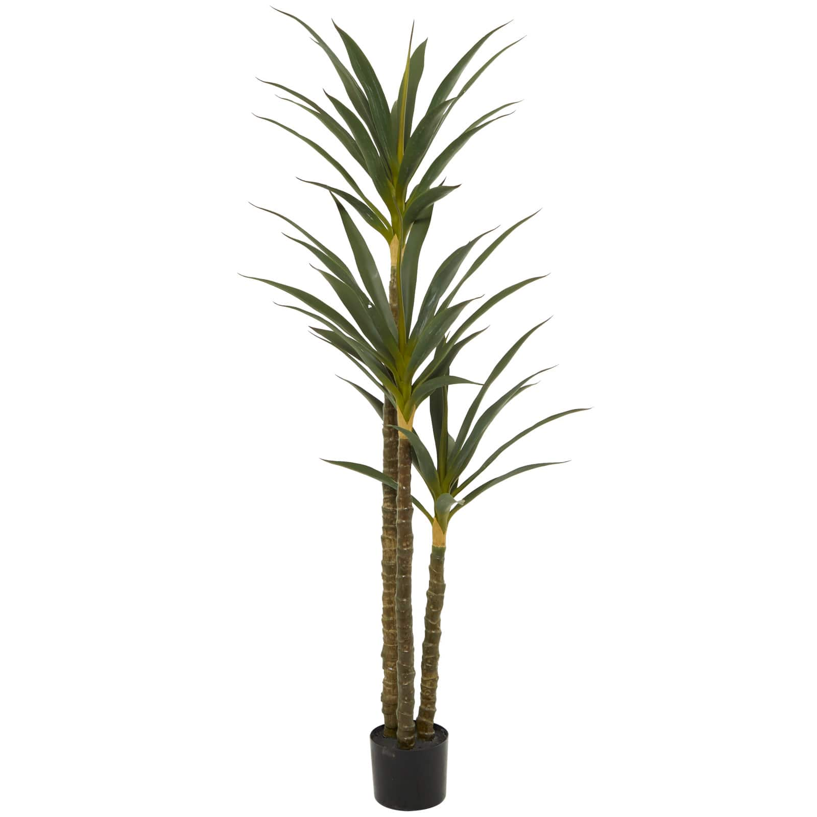 58&#x22; Green Faux Foliage Sisal Artificial Tree With Black Plastic Pot