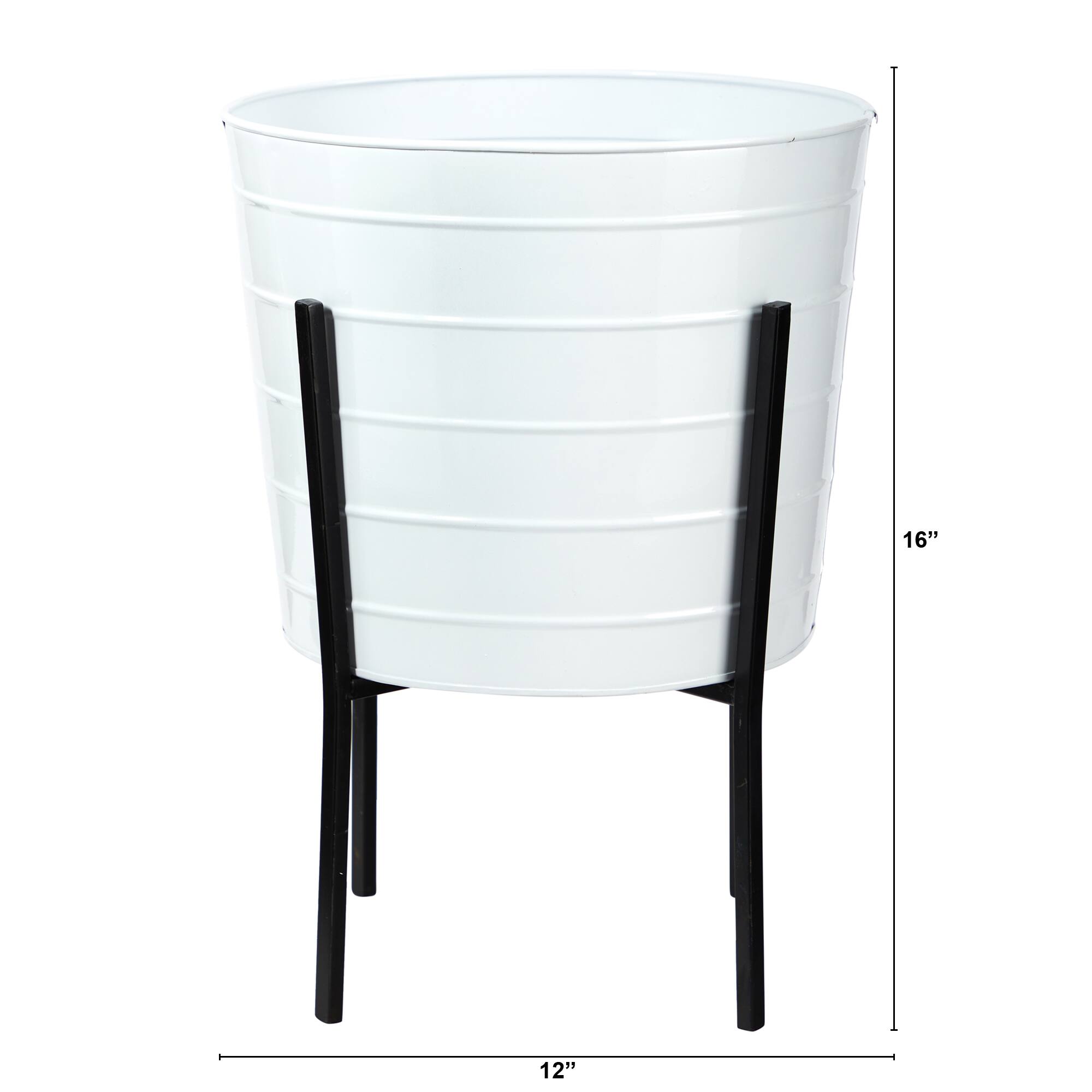 16&#x22; Farmhouse Metal Ribbed Planter