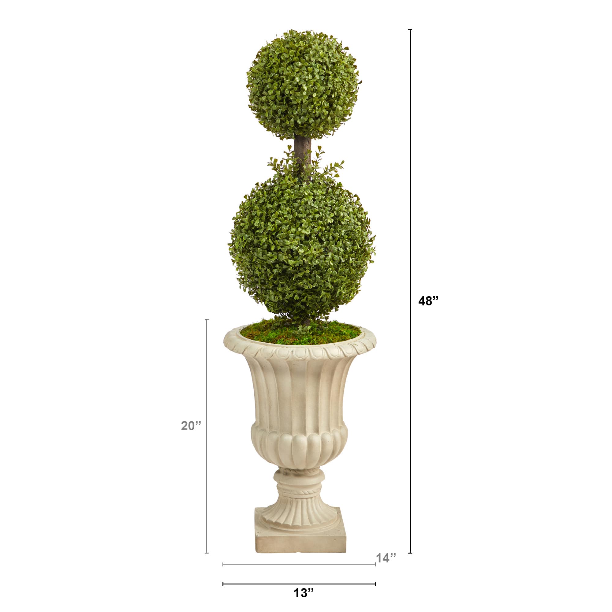 4ft. Double Boxwood Topiary Tree in Sand Finished Urn