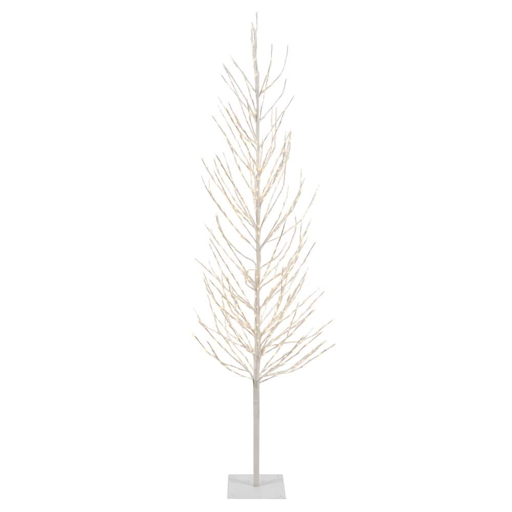 8ft. Pre-Lit White Artificial Christmas Tree, Warm White LED Lights ...