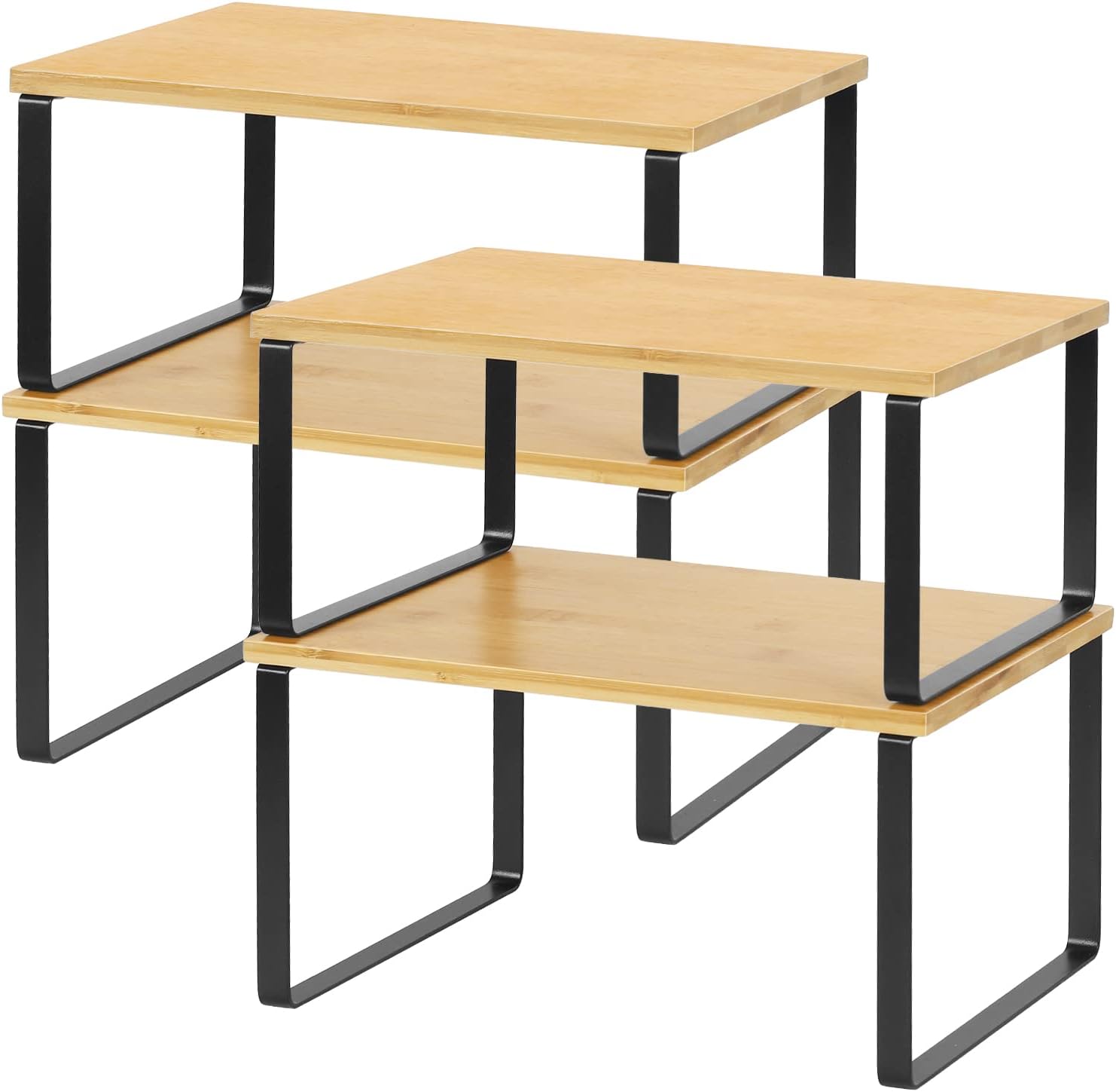 NEX™ Black & Natural Bamboo Cabinet and Counter Shelf Organizer, 4ct.