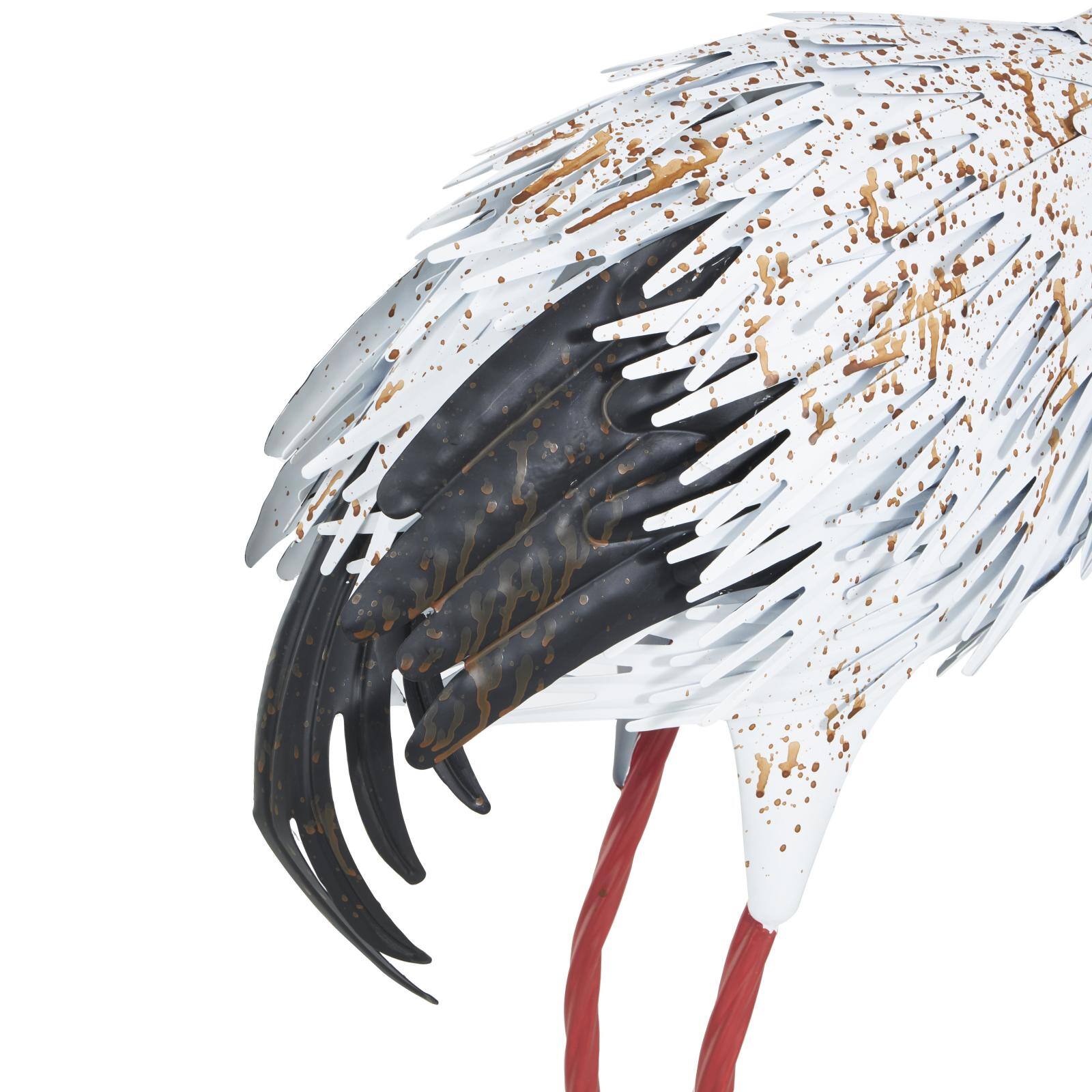 Tall White Textured Metal Crane Garden Sculpture Set