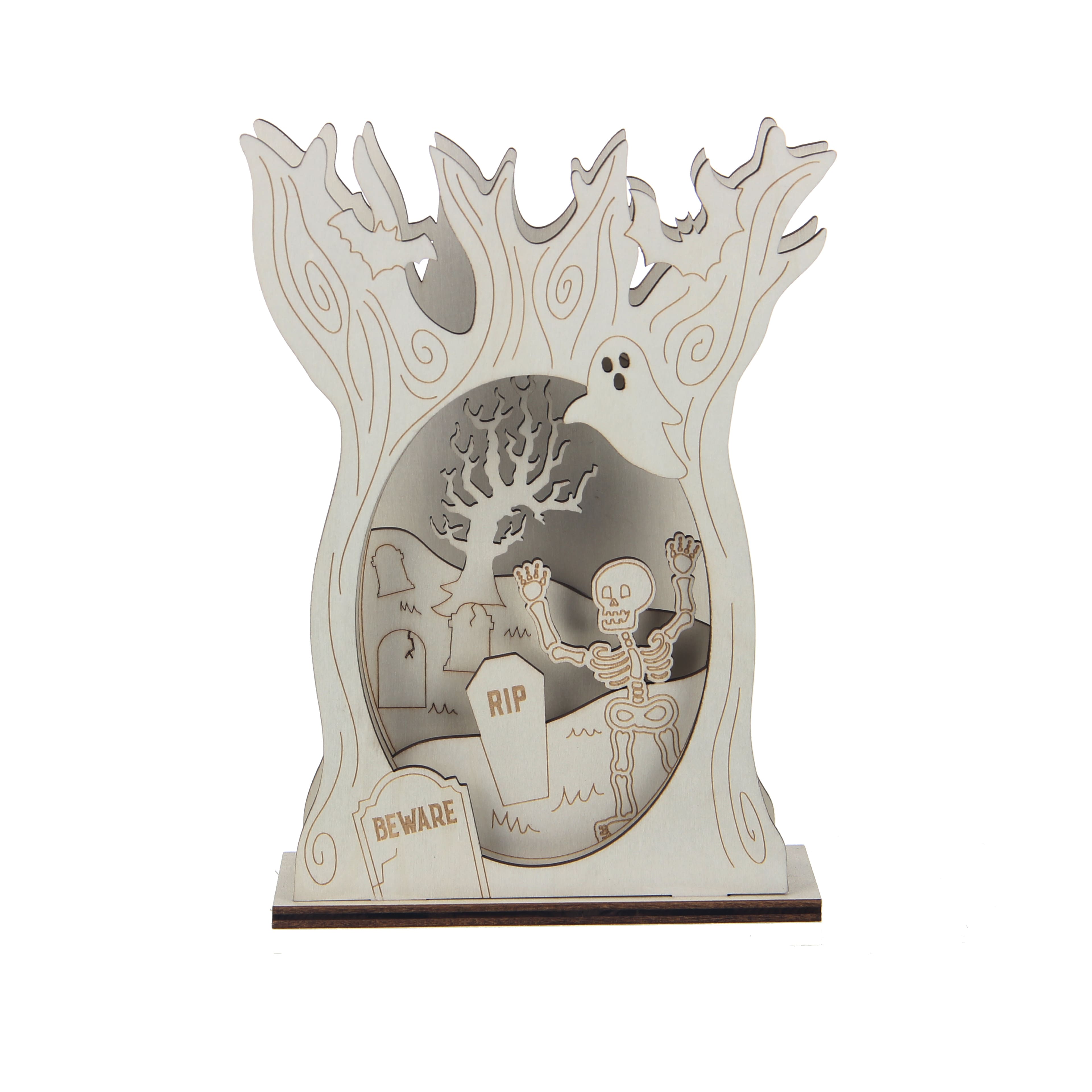 8.25&#x22; Layered Halloween Tree DIY LED Plywood D&#xE9;cor by Make Market&#xAE;