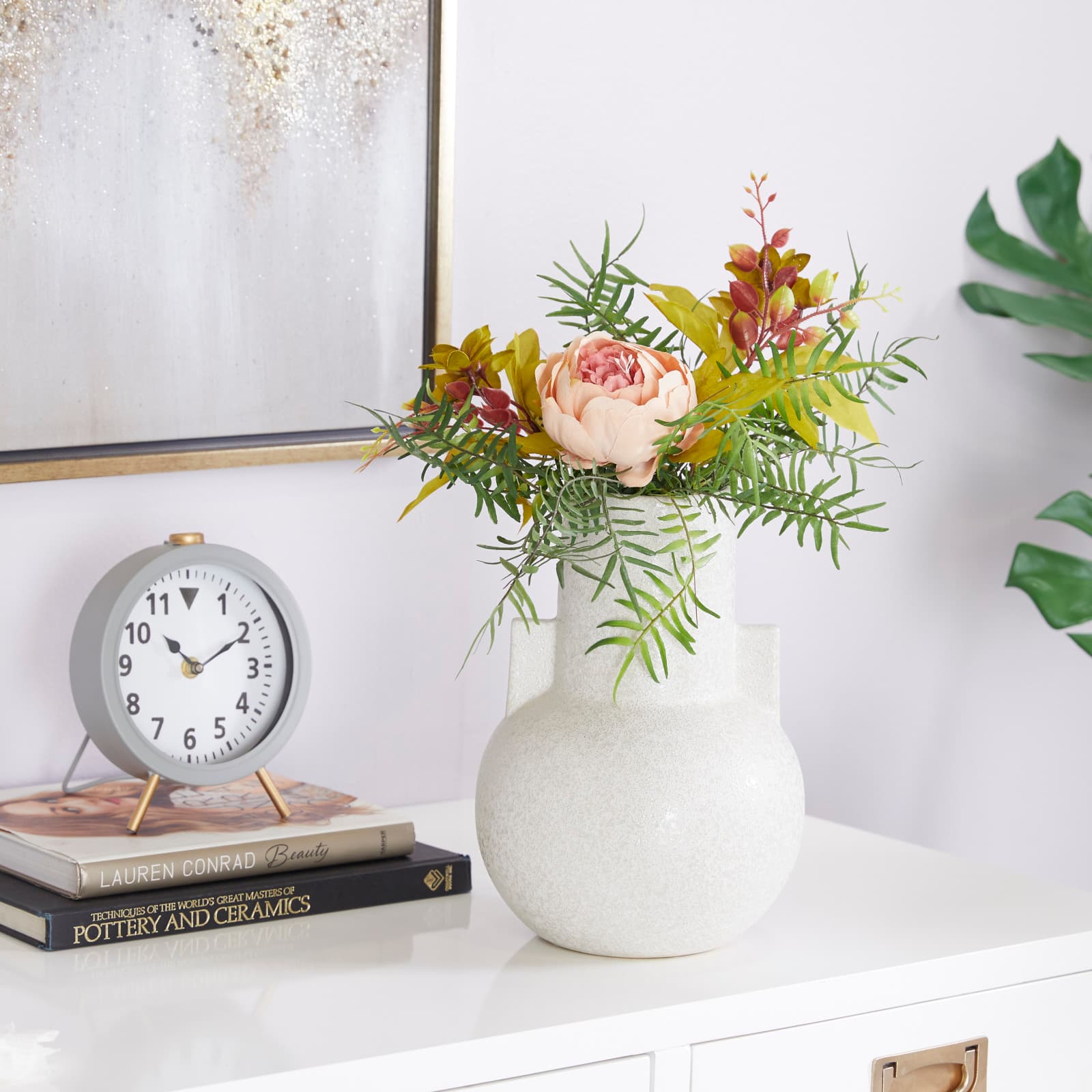 CosmoLiving by Cosmopolitan White Ceramic Modern Vase, 8" x 11"