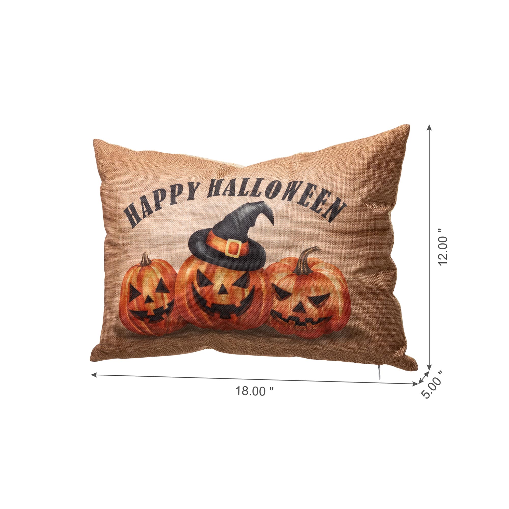 Glitzhome&#xAE; Faux Burlap Happy Halloween Pumpkin Pillow