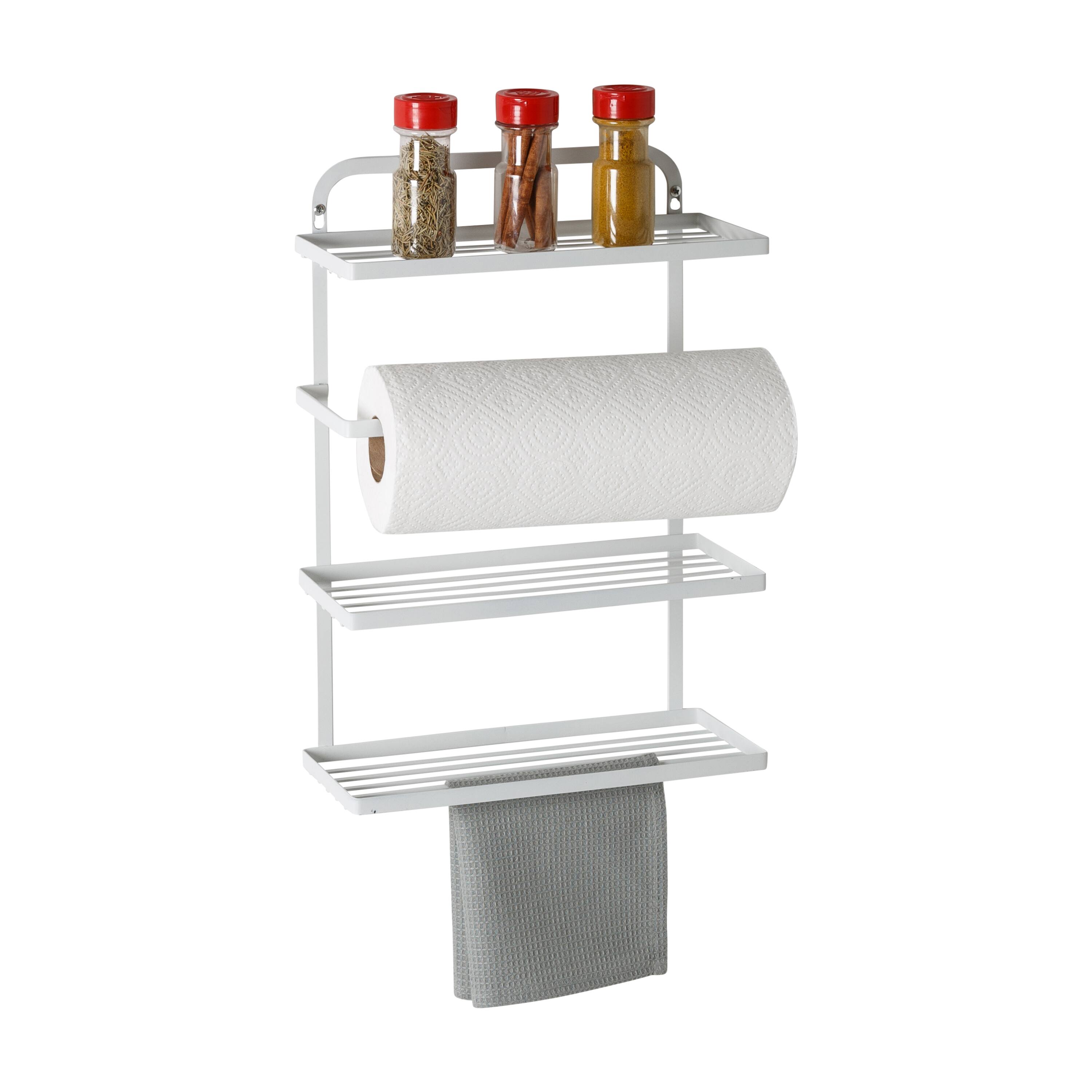 Honey Can Do White Spice Rack & Paper Towel Holder