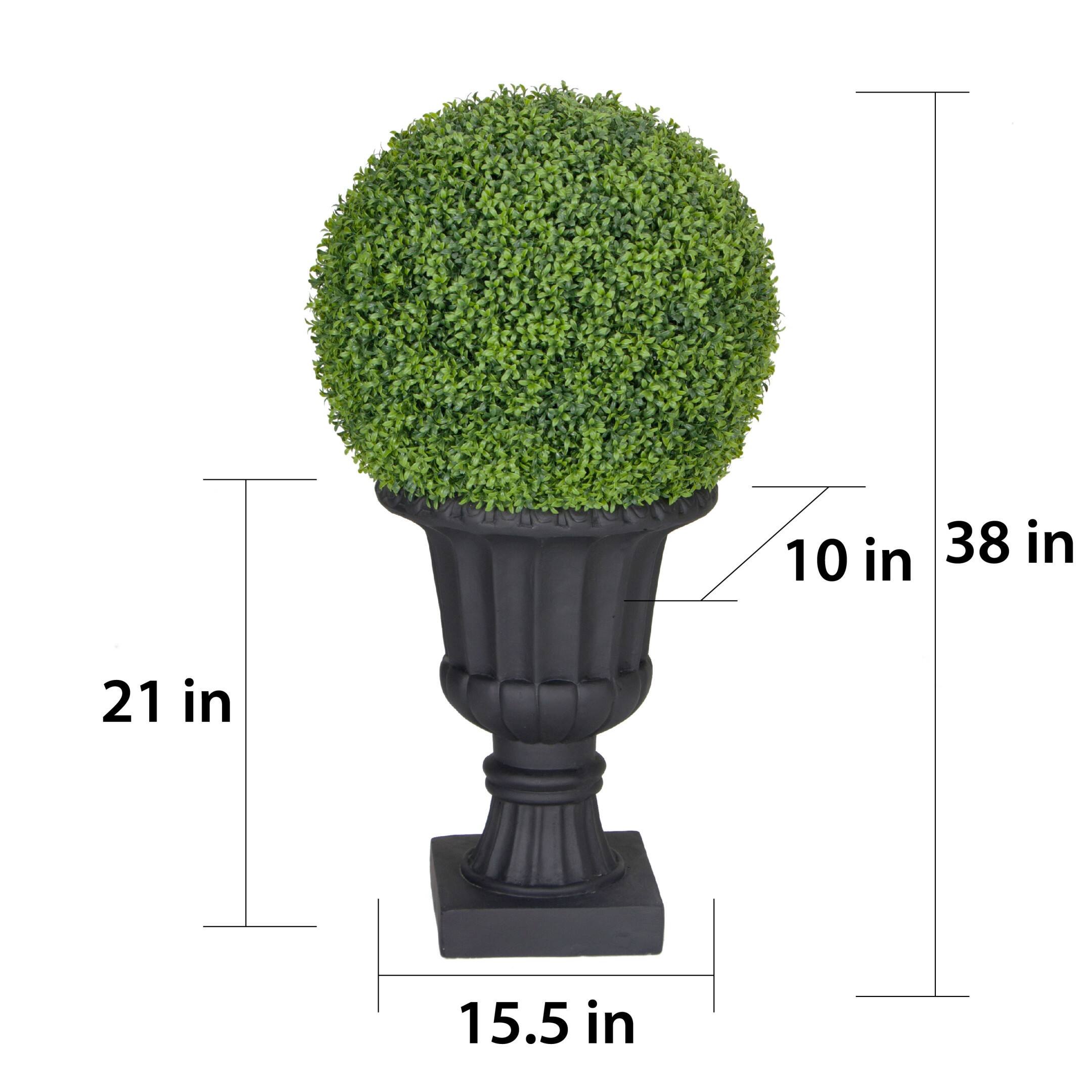 3ft. Single Ball Topiary Boxwood Artificial Tree in Decorative Urn