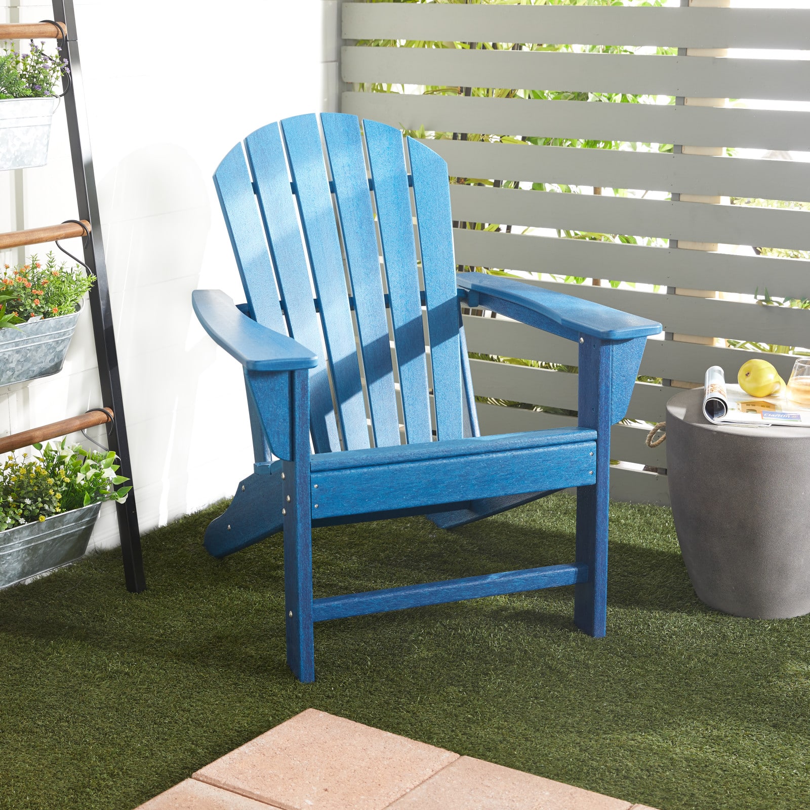 Blue Polyethylene Traditional Outdoor Adirondack Chair, 38&#x22; x 31&#x22; x 32&#x22;