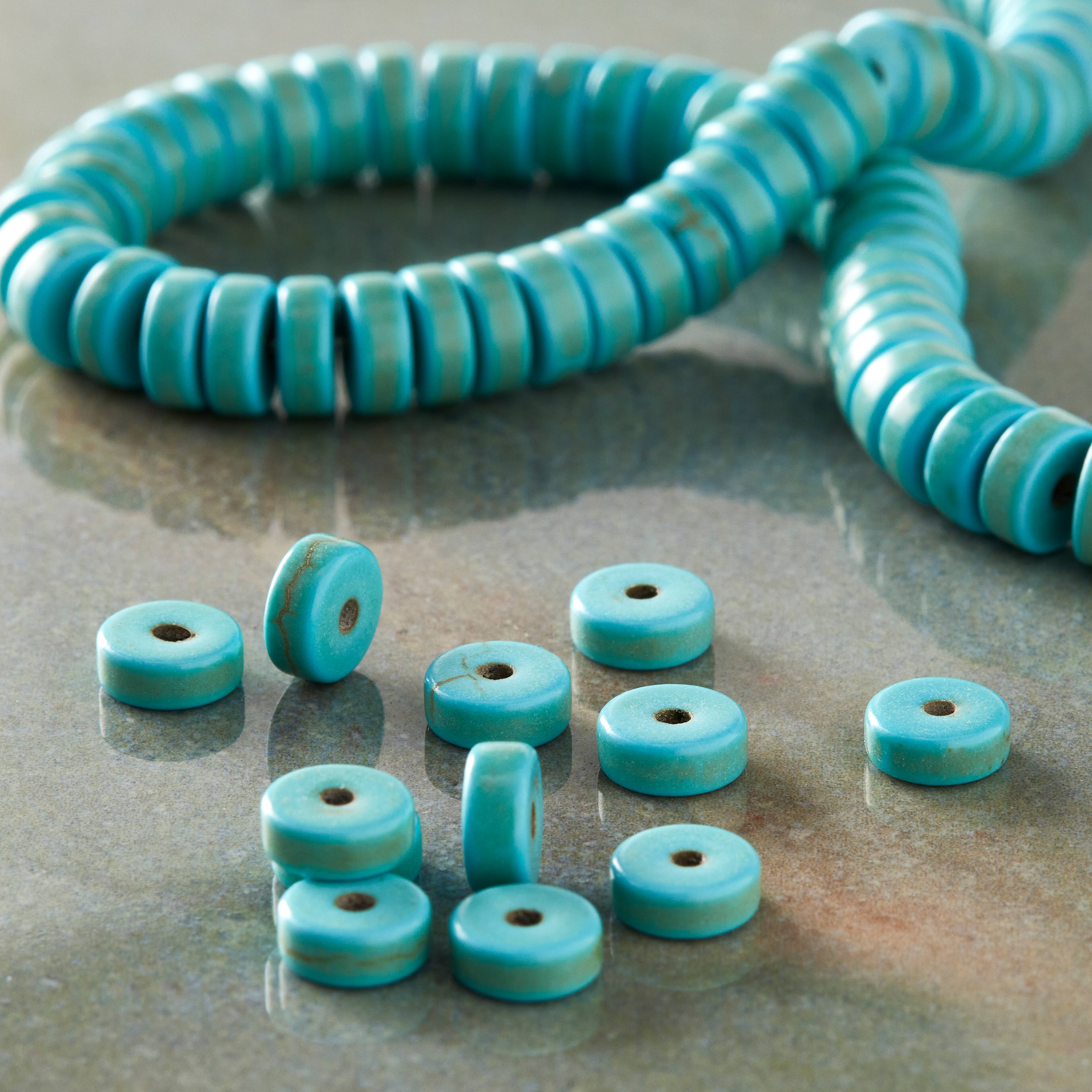 12 Pack: Turquoise Reconstituted Howlite Round Heishi Beads by Bead Landing™, 6mm