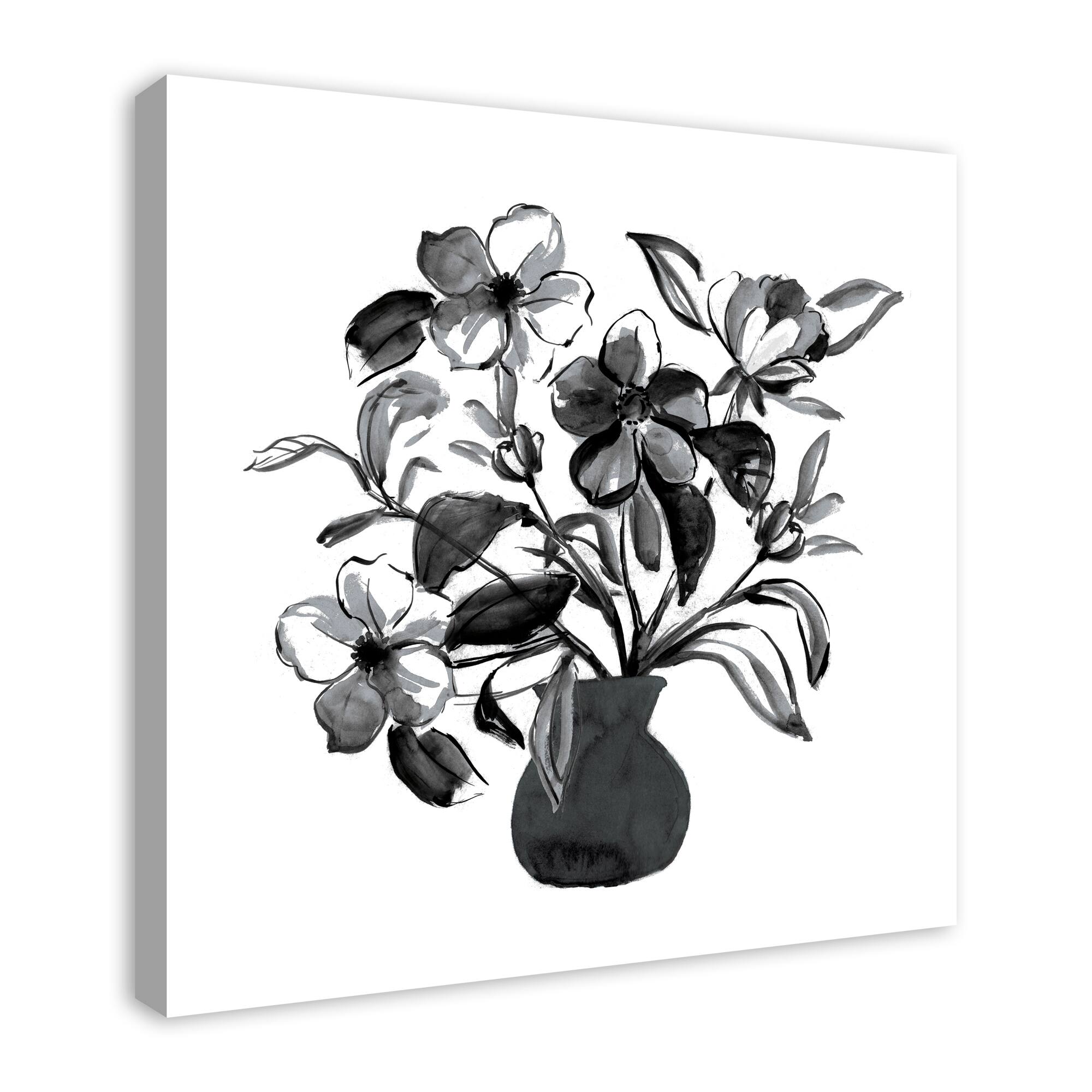 Monochromatic Floral IV 30" x 30" Canvas Wall Art