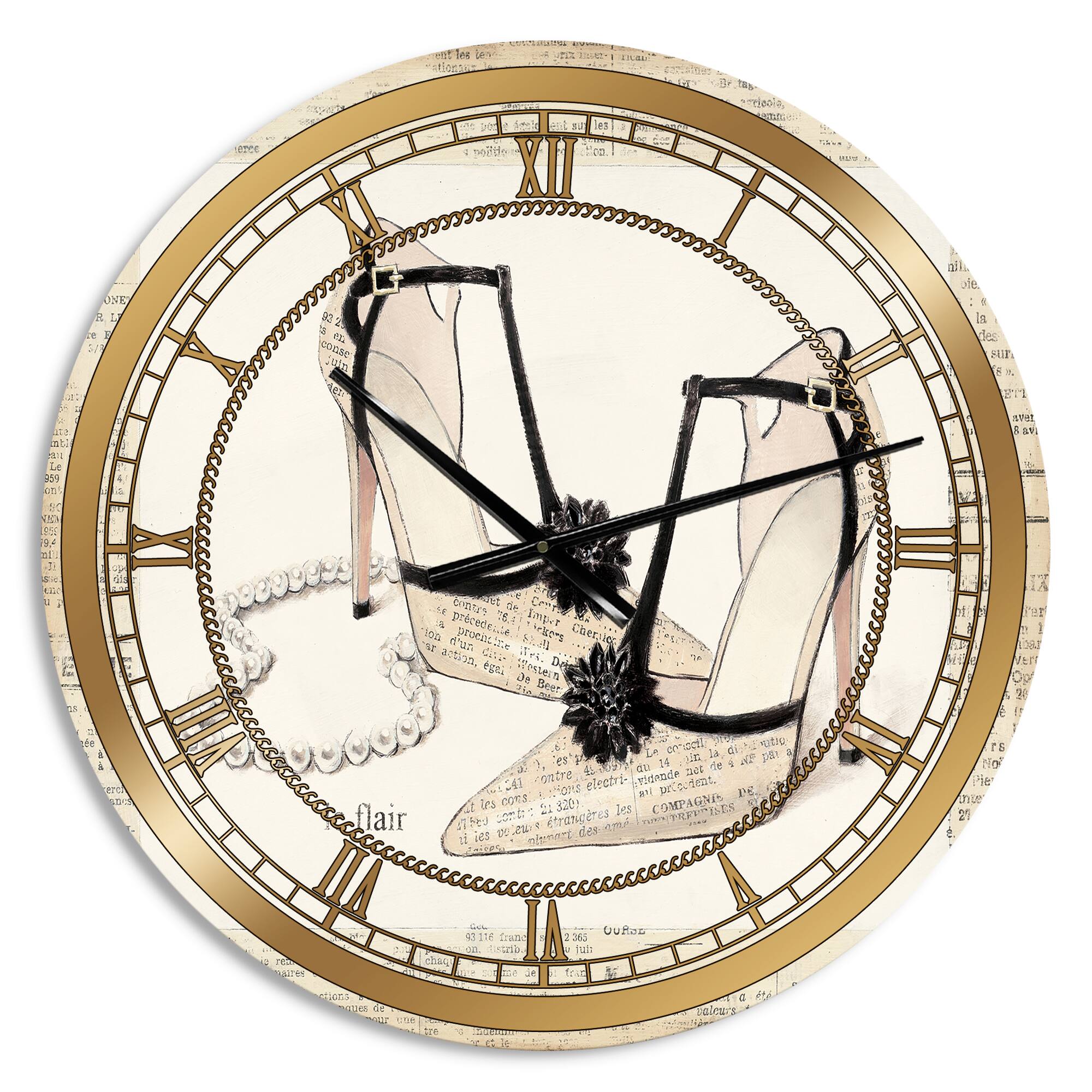 Designart 'Glamorous Black Diamond Stiletto Ii Glam Wall Clock