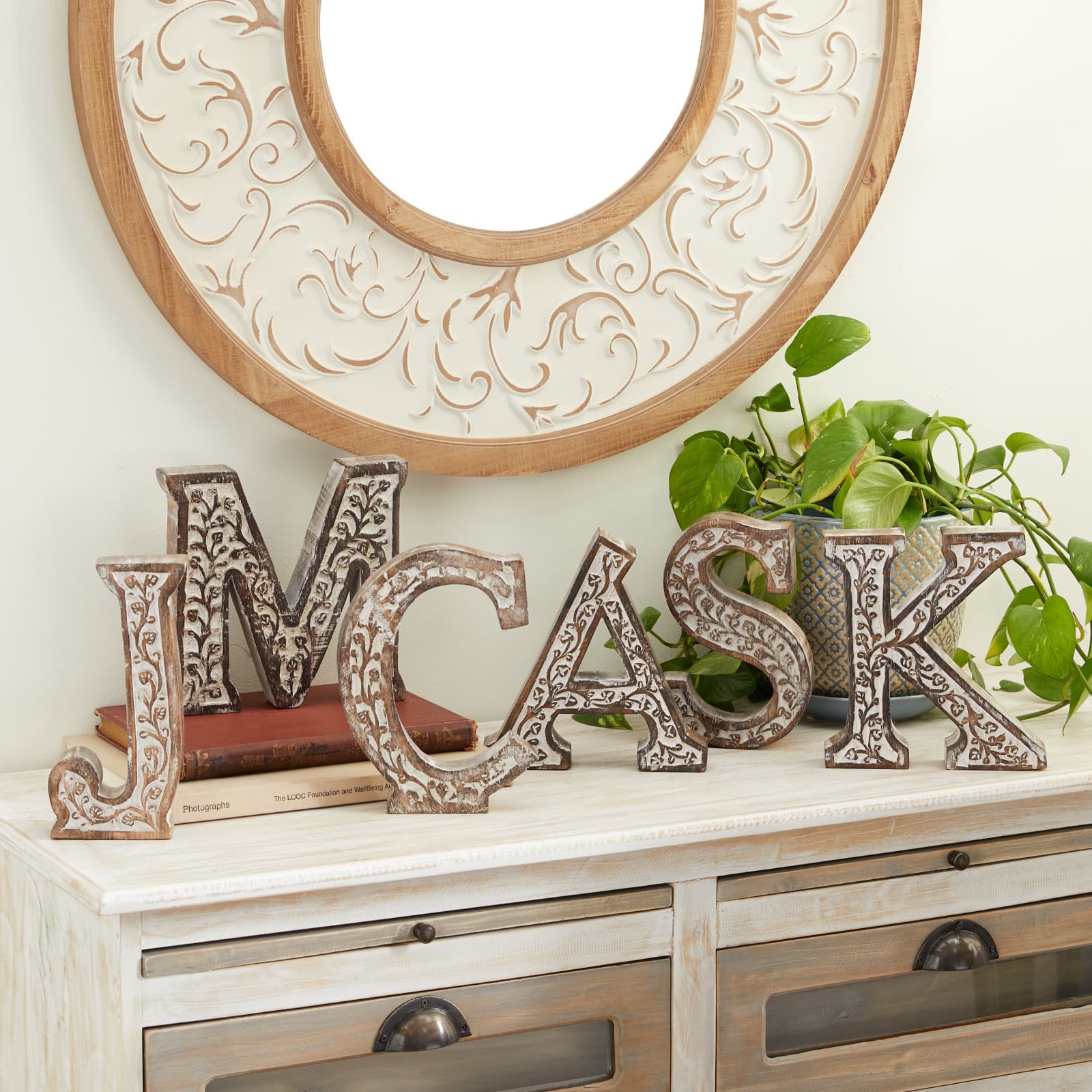 8&#x22; Brown Mango Wood Letter Set, 6ct.