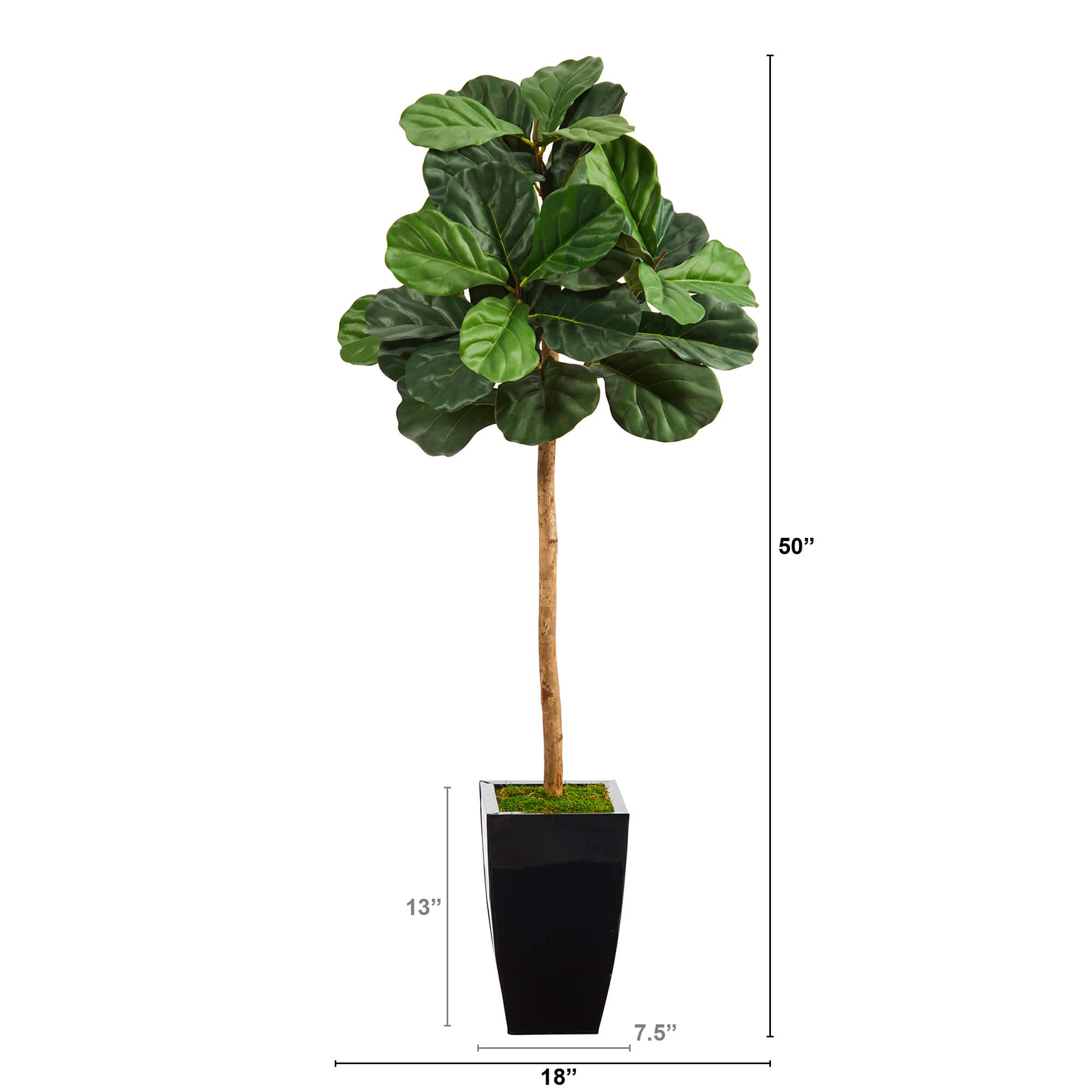 4ft. Fiddle Leaf Artificial Tree in Black Metal Planter