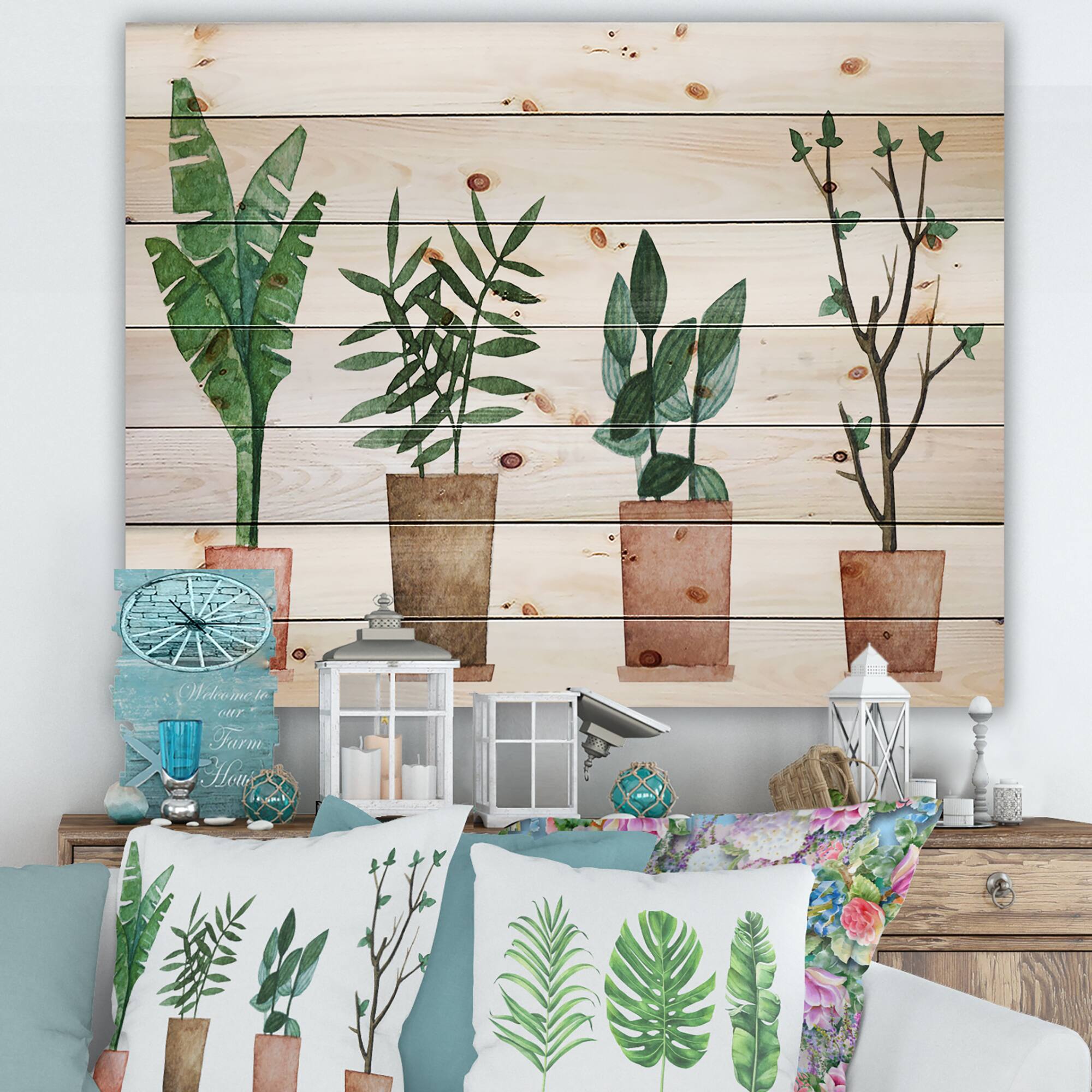 Designart - Duo of Potted Flowers House Plants