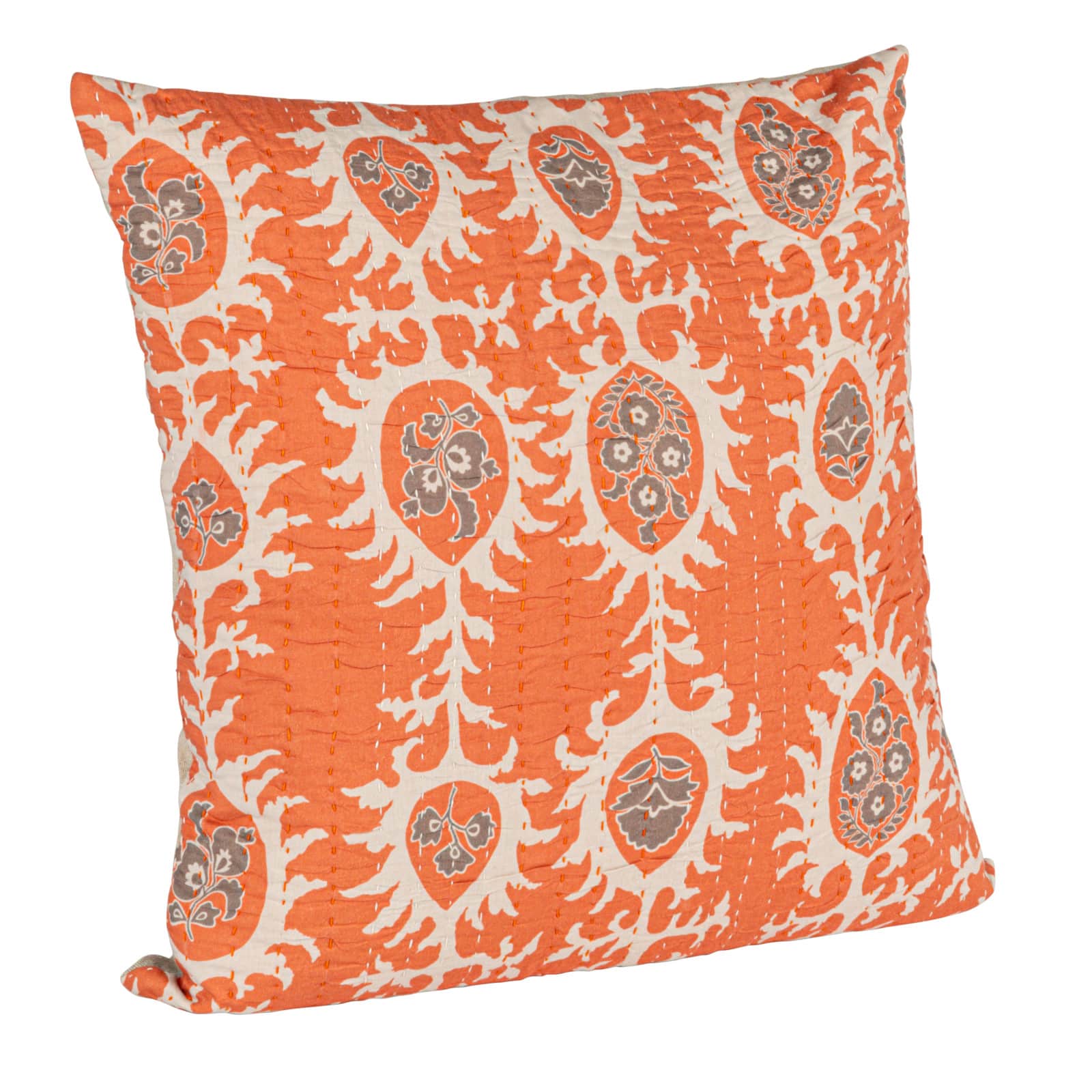 Hello Honey&#xAE; 20&#x22; Orange Oval &#x26; Floral Accent Pillow