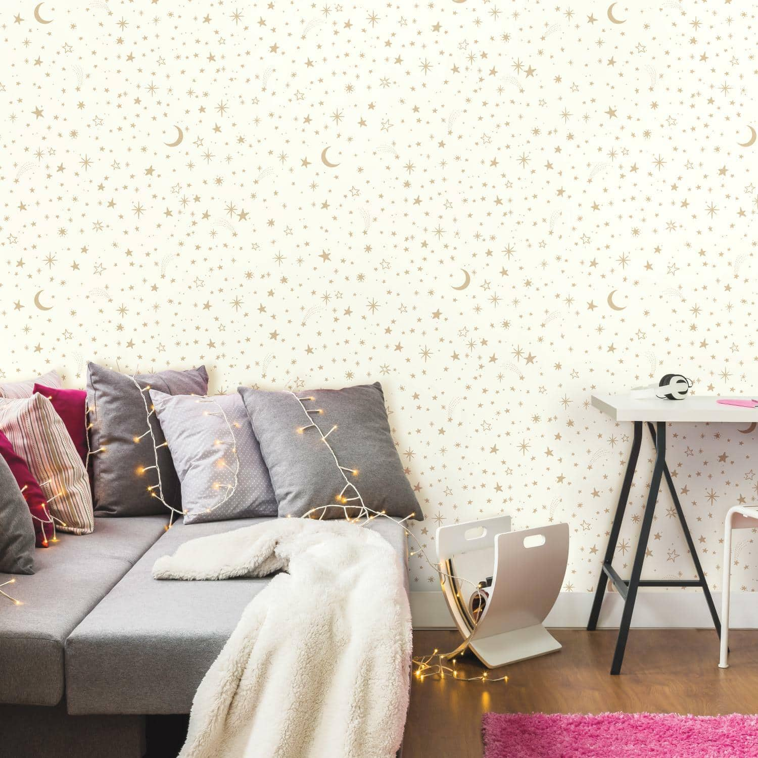 RoomMates Gold Twinkle Little Star Peel &#x26; Stick Wallpaper