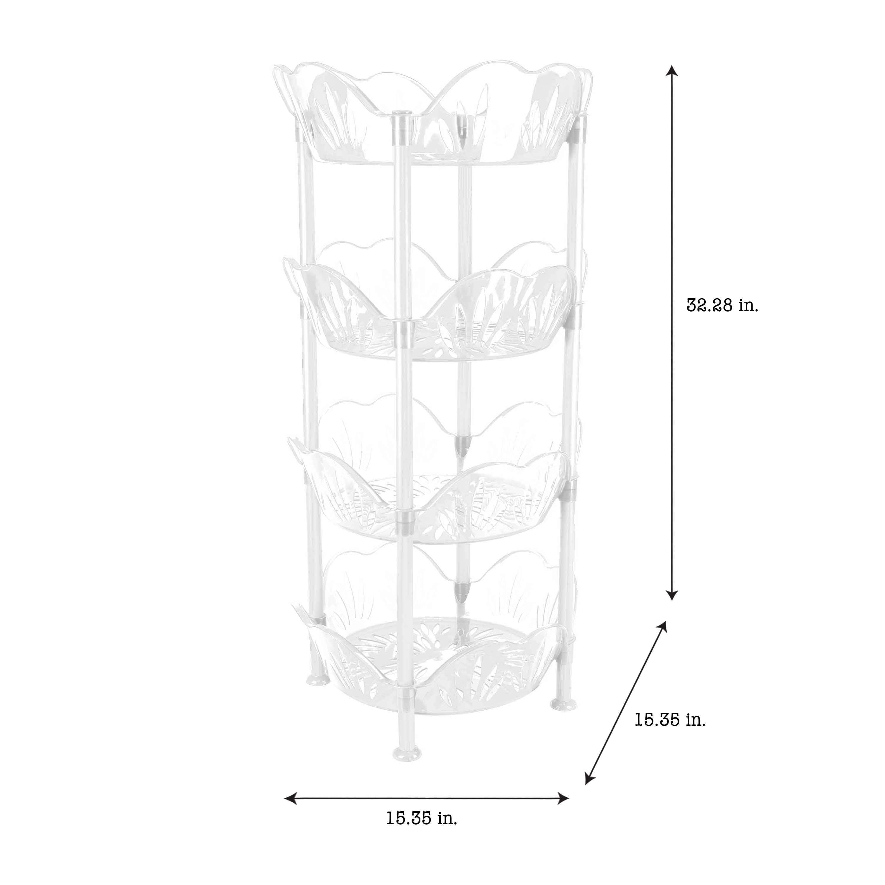 Kitchen Details White 4-Tier Large Basket Shelf