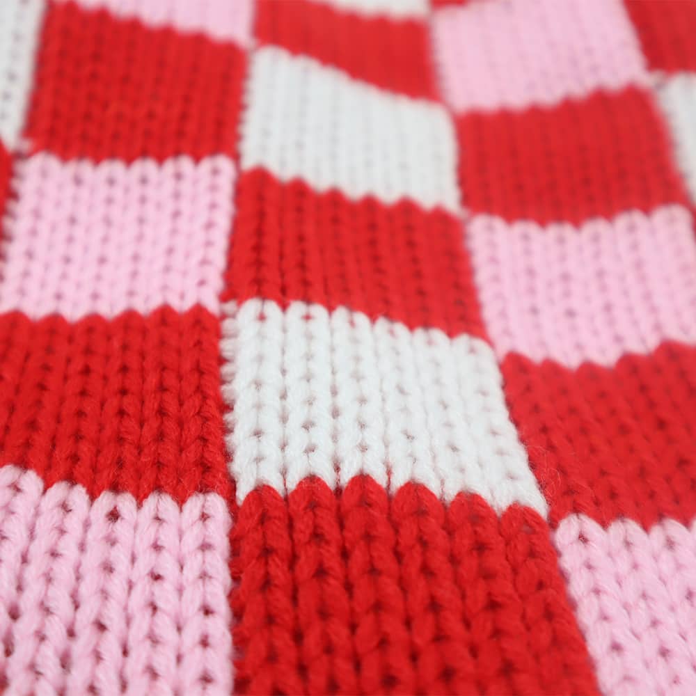 18.5&#x22; Pink &#x26; White Checker Knit Stocking by Ashland&#xAE;