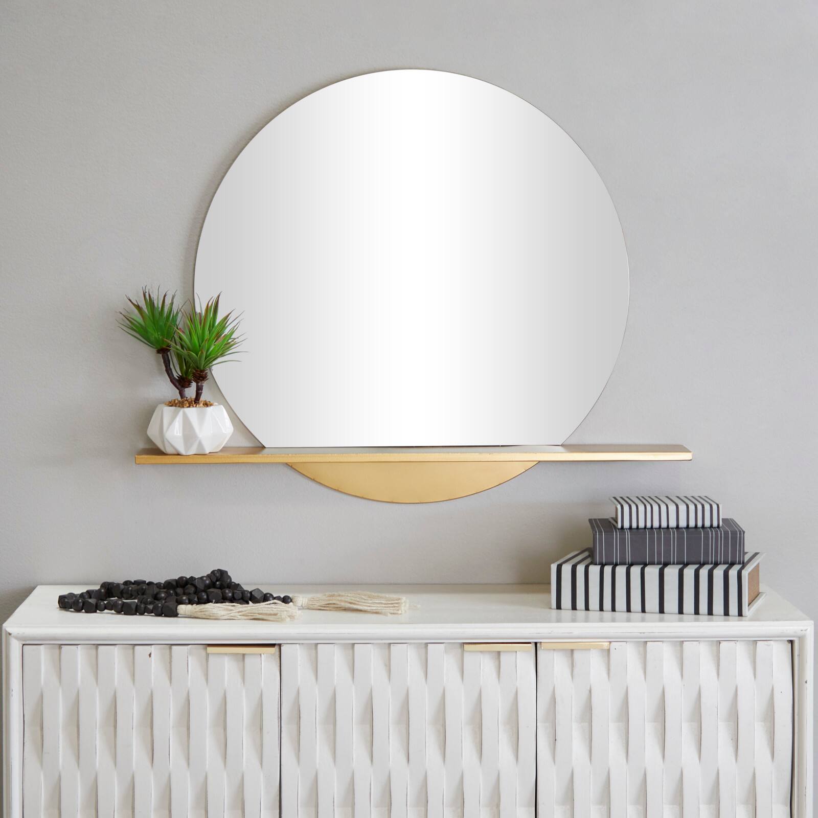 Gold Metal Glam Wall Mirror, 35&#x22; x 4&#x22; x 28&#x22;