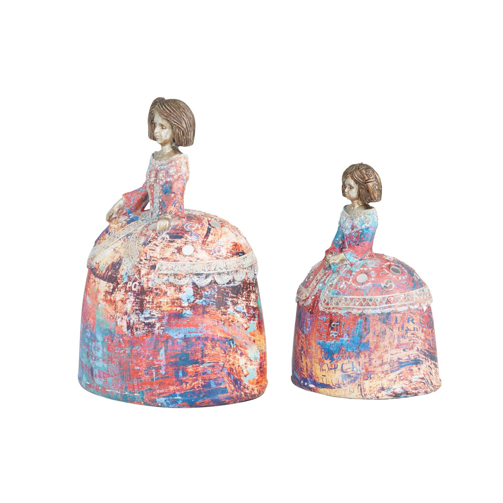 Set of 2 Multi Polystone Tuscan Sculptures, 6" x 7" x 5"