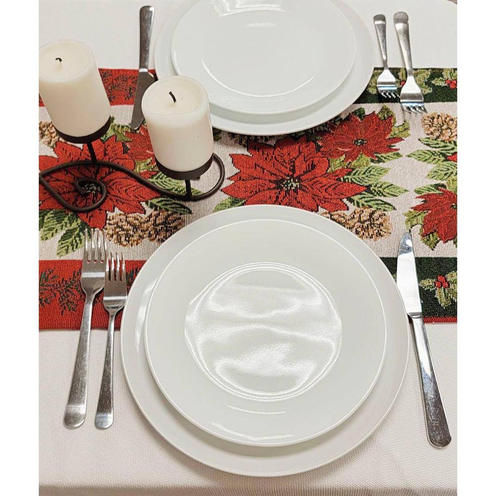 Wizardi 13.75&#x22; x 67&#x22; Poinsettia Christmas Table Runner
