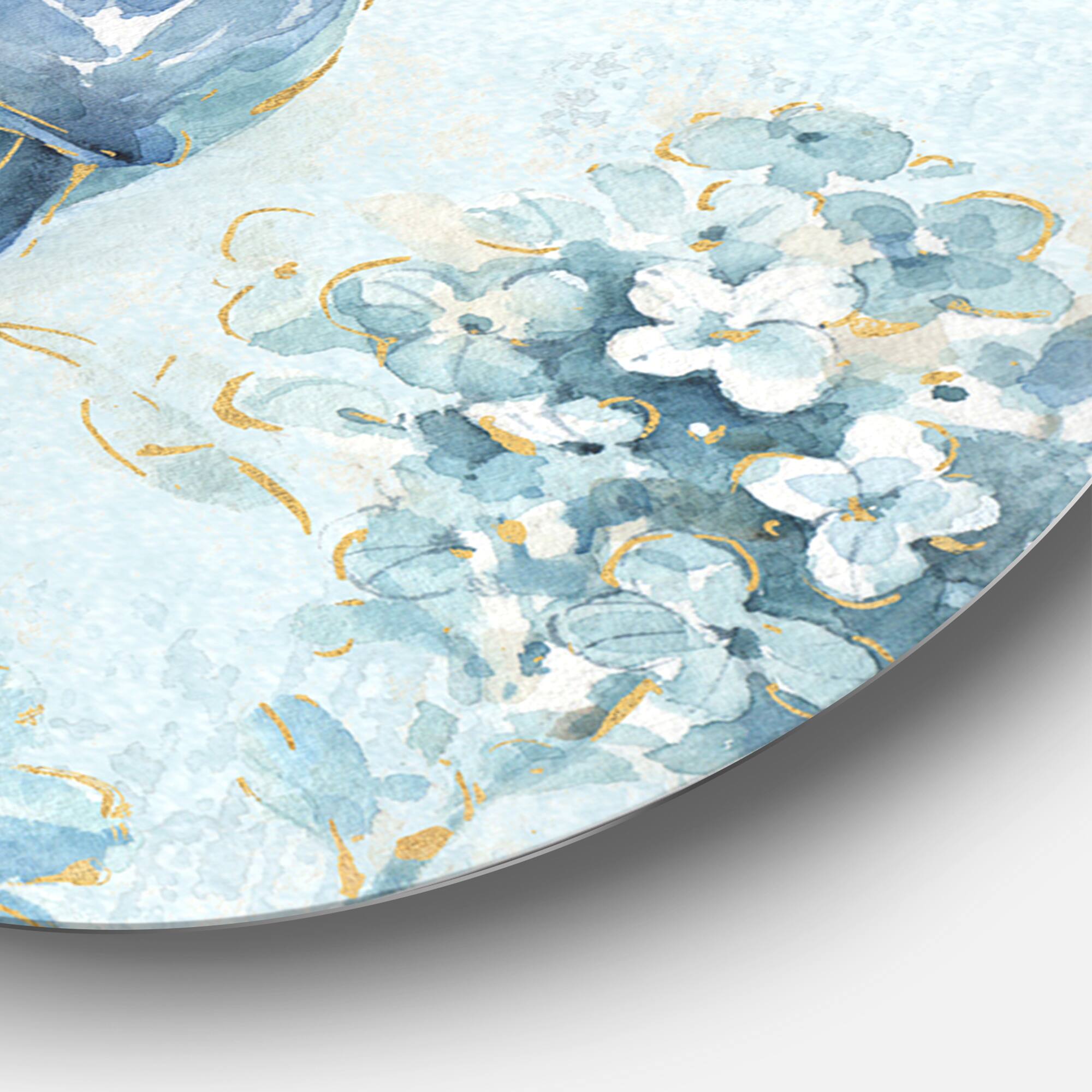 Designart - Indigold Watercolor Flower III - Farmhouse Metal Circle Wall Art