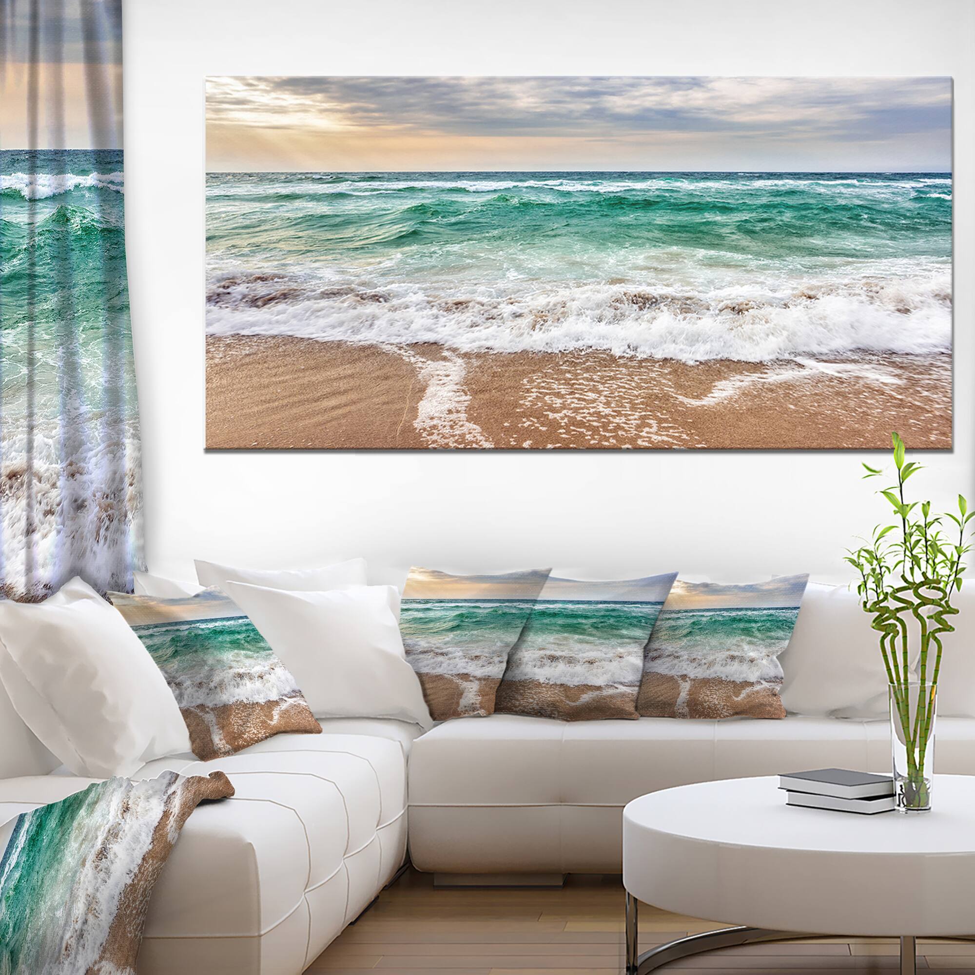 Designart - Crystal Clear Blue Foaming Waves - Seascape Canvas Art Print