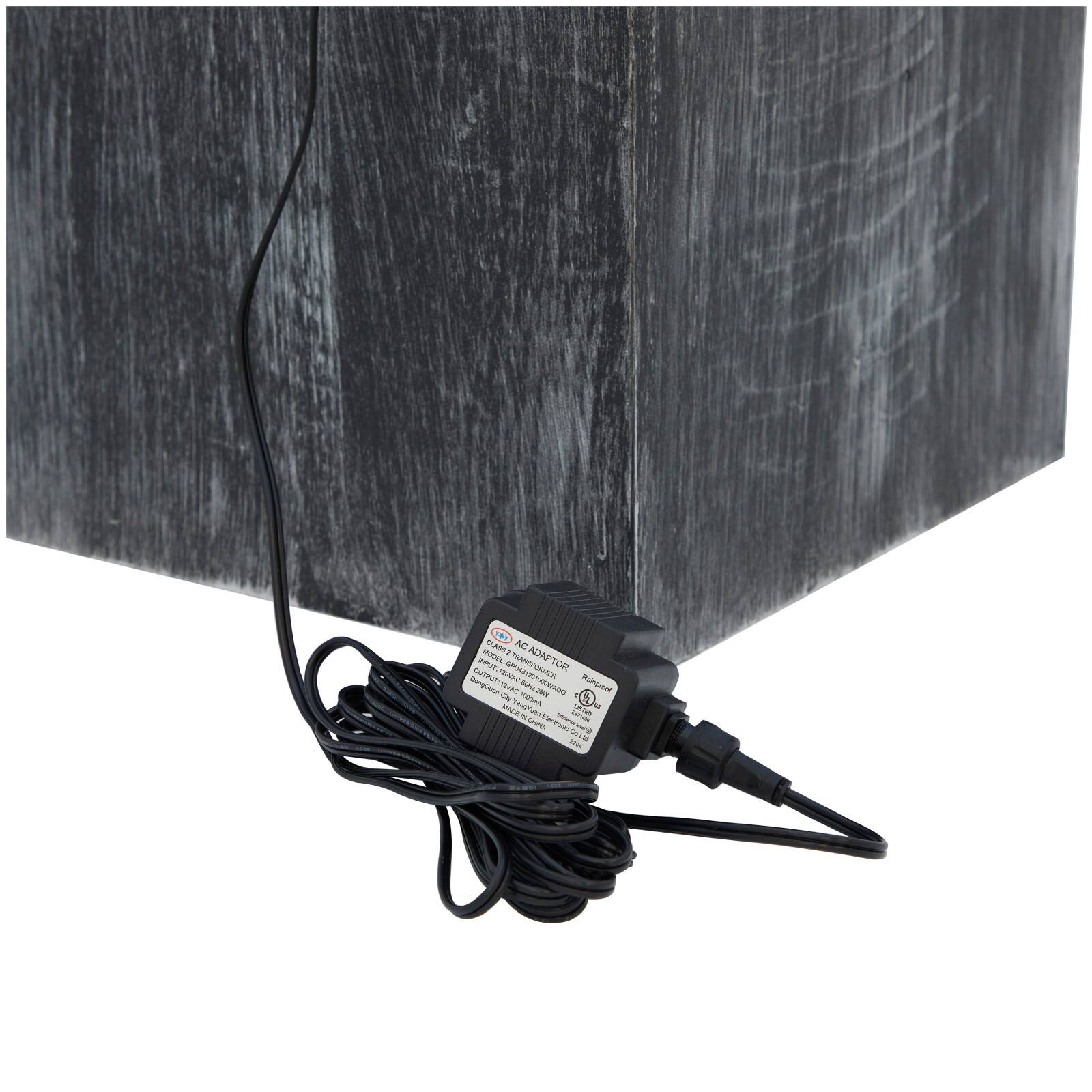 42" Dark Gray Metal Whitewashed Elevated Pillar Fountain with Round Copper Pots