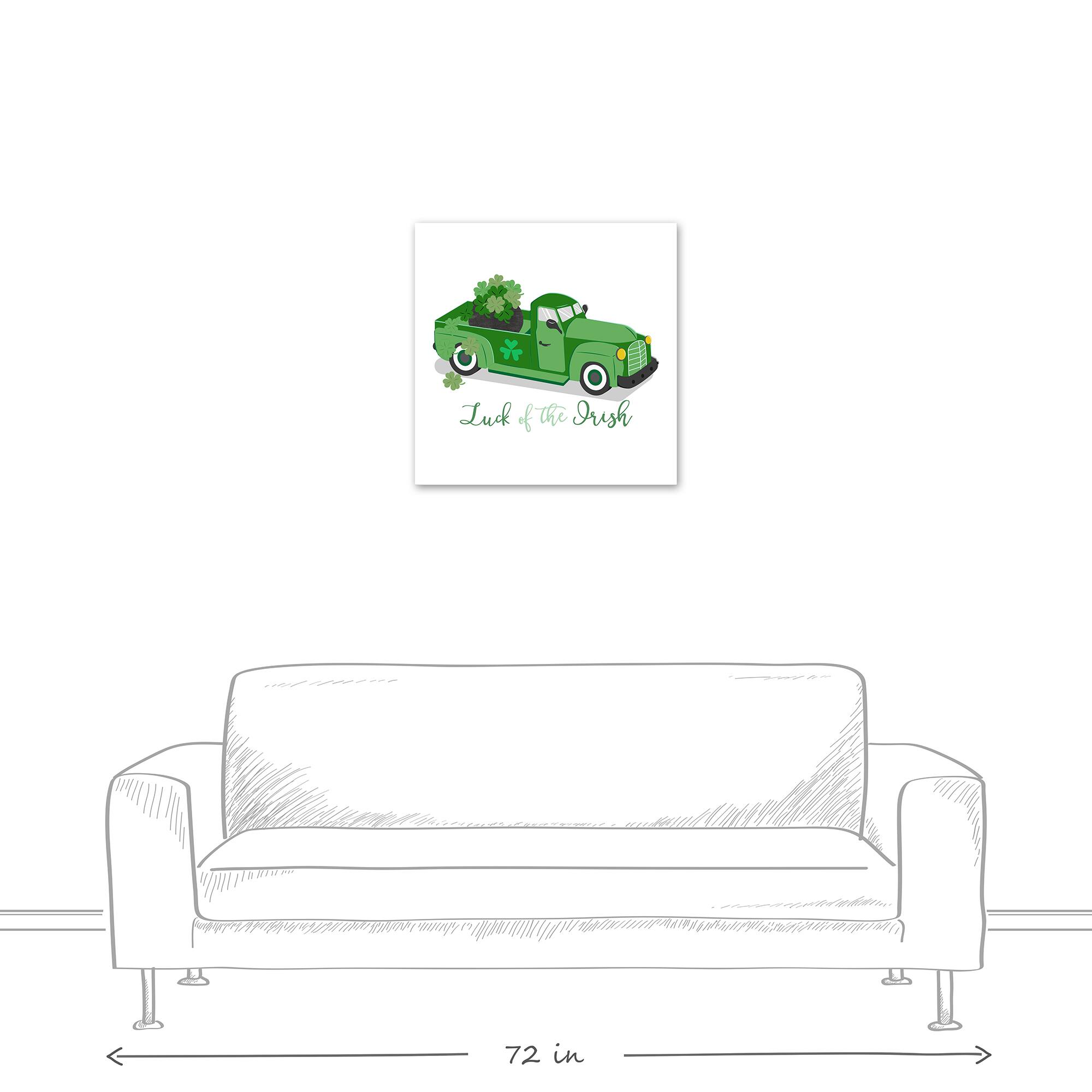 Plaid Green Truck Luck Canvas 24&#x22; x 24&#x22; Canvas Wall Art