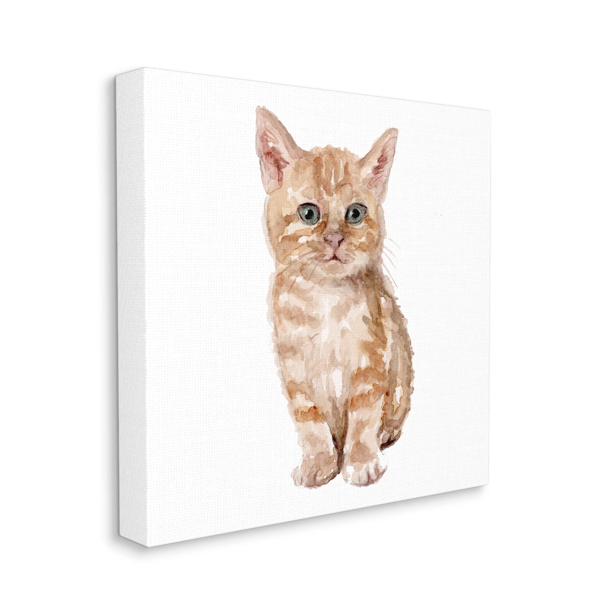 Stupell Industries Tabby Cat Kitten Watercolor Portrait Nursery Animal Canvas Wall Art
