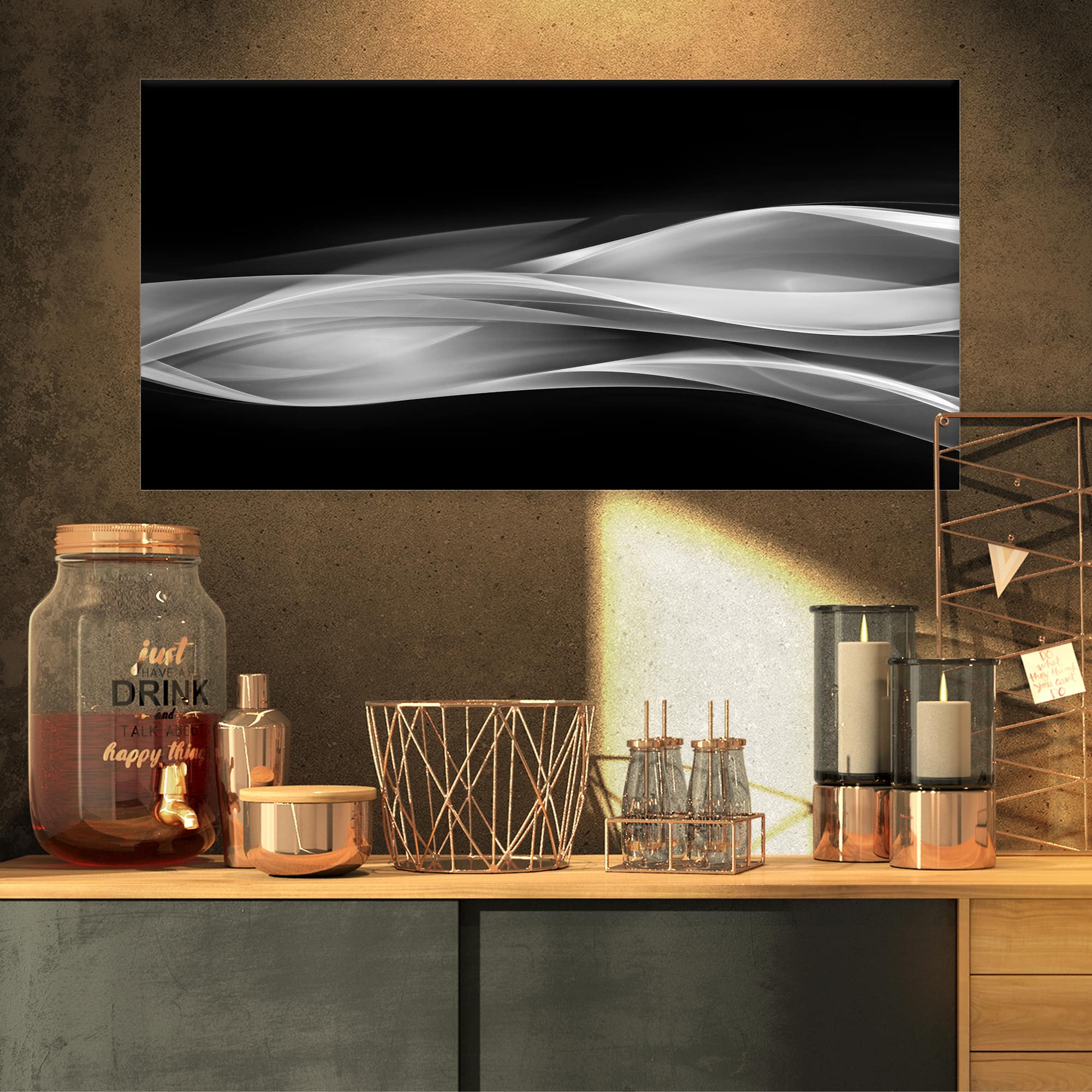 Designart - Glittering Silver Pattern - Abstract Canvas art print