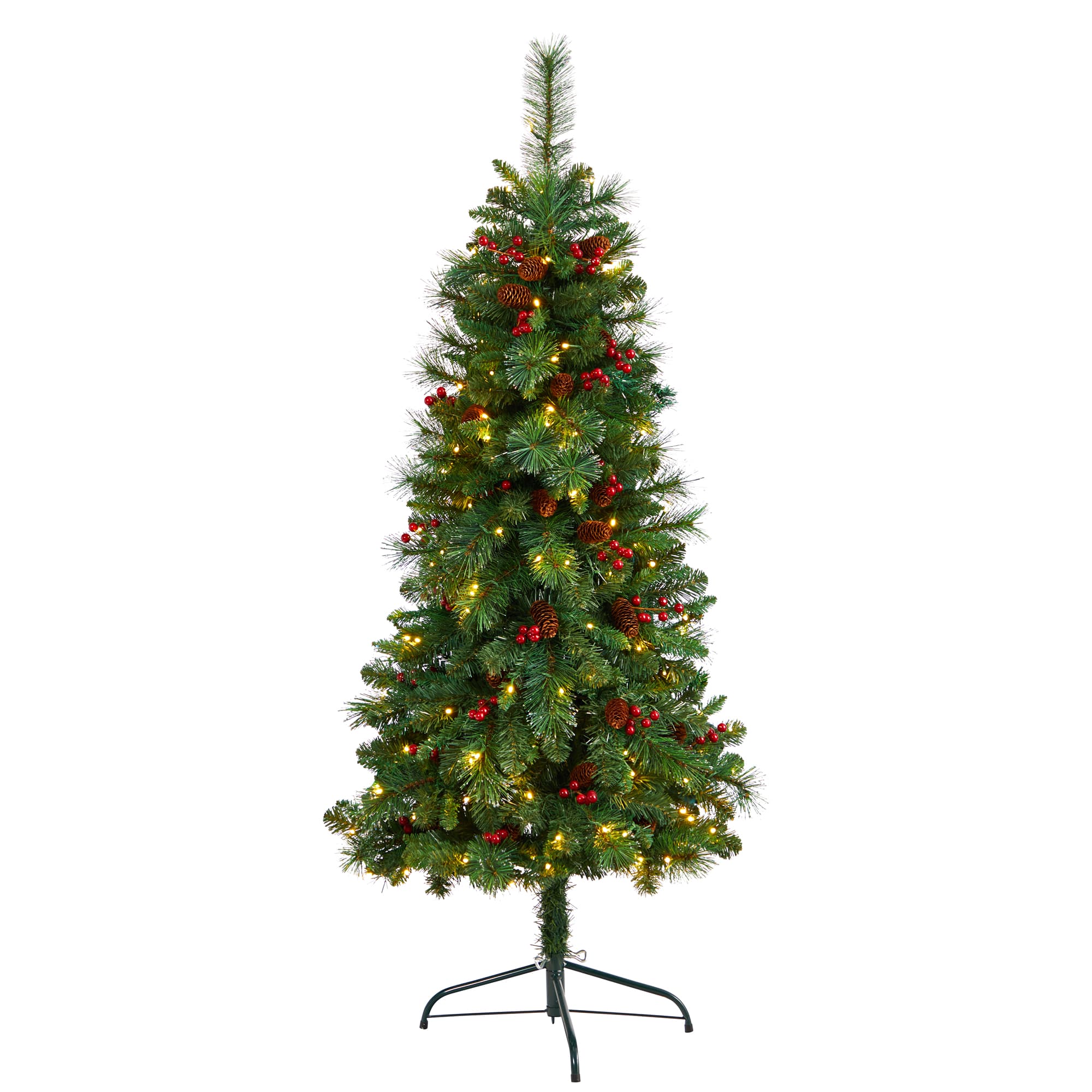 5ft. Pre-Lit Flat Back Montreal Mountain Pine Artificial Christmas Tree, White LED Lights