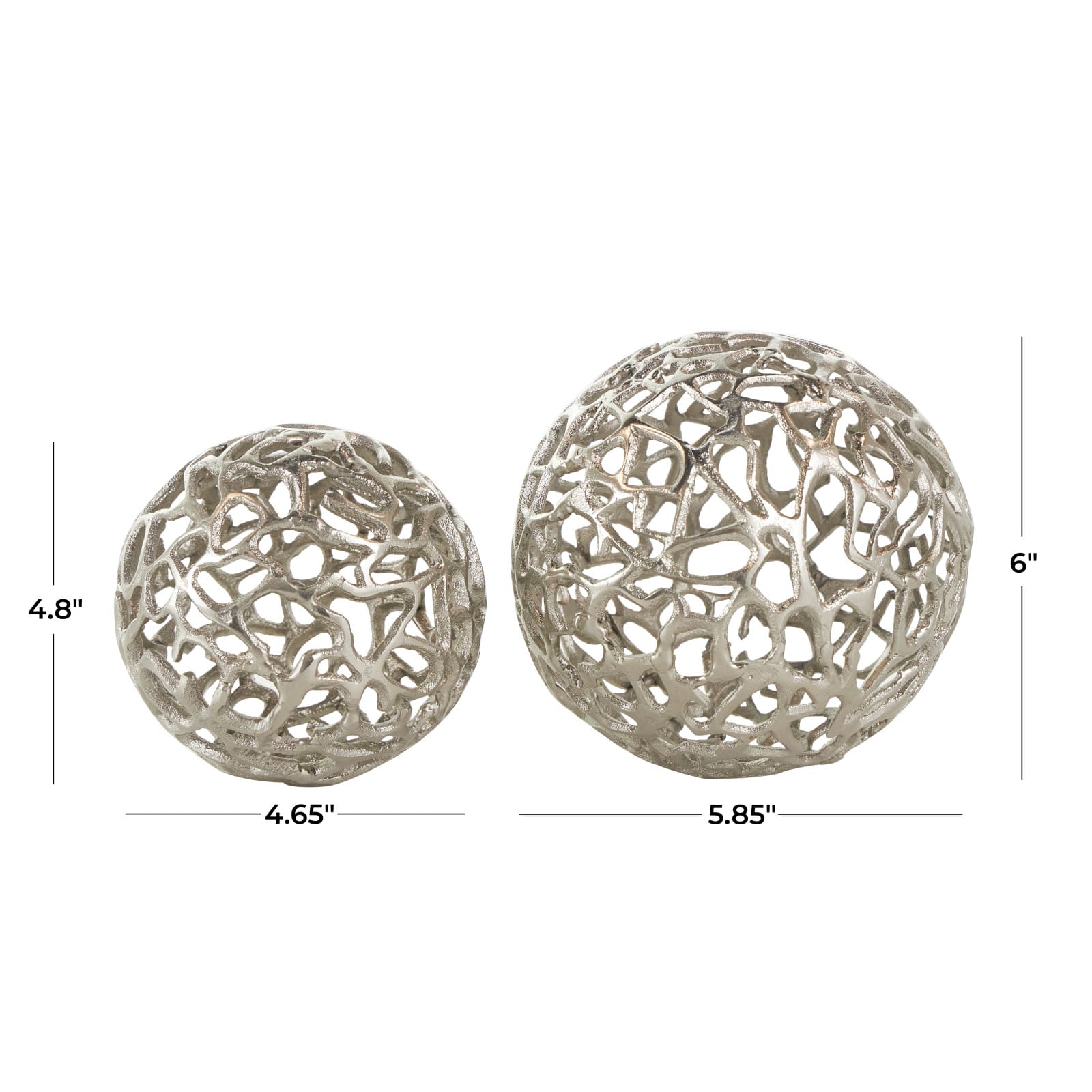 Silver Open Lattice Work Aluminum Decorative Ball Orbs &#x26; Vase Filler Set