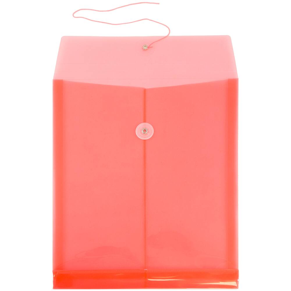 JAM Paper Letter Size Plastic Envelopes with Button & String Tie Closure, 12ct.