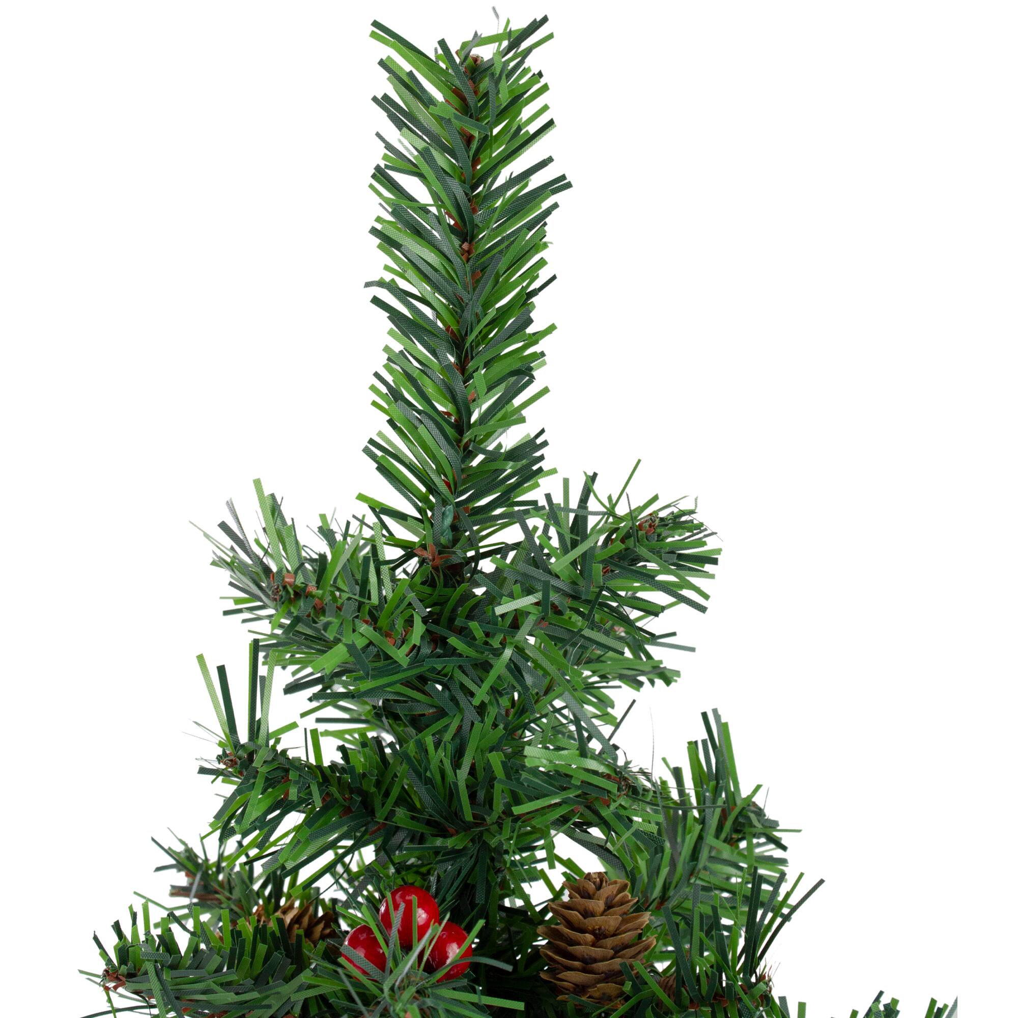 16" Unlit Red Berries & Pinecones Artificial Christmas Tree in Burlap Base