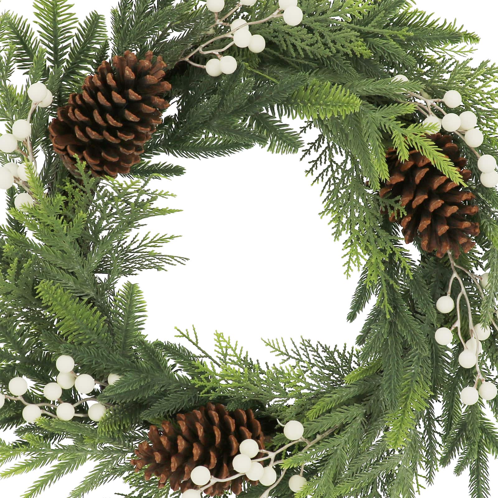 24&#x22; White Berry &#x26; Pinecone Wreath by Ashland&#xAE;
