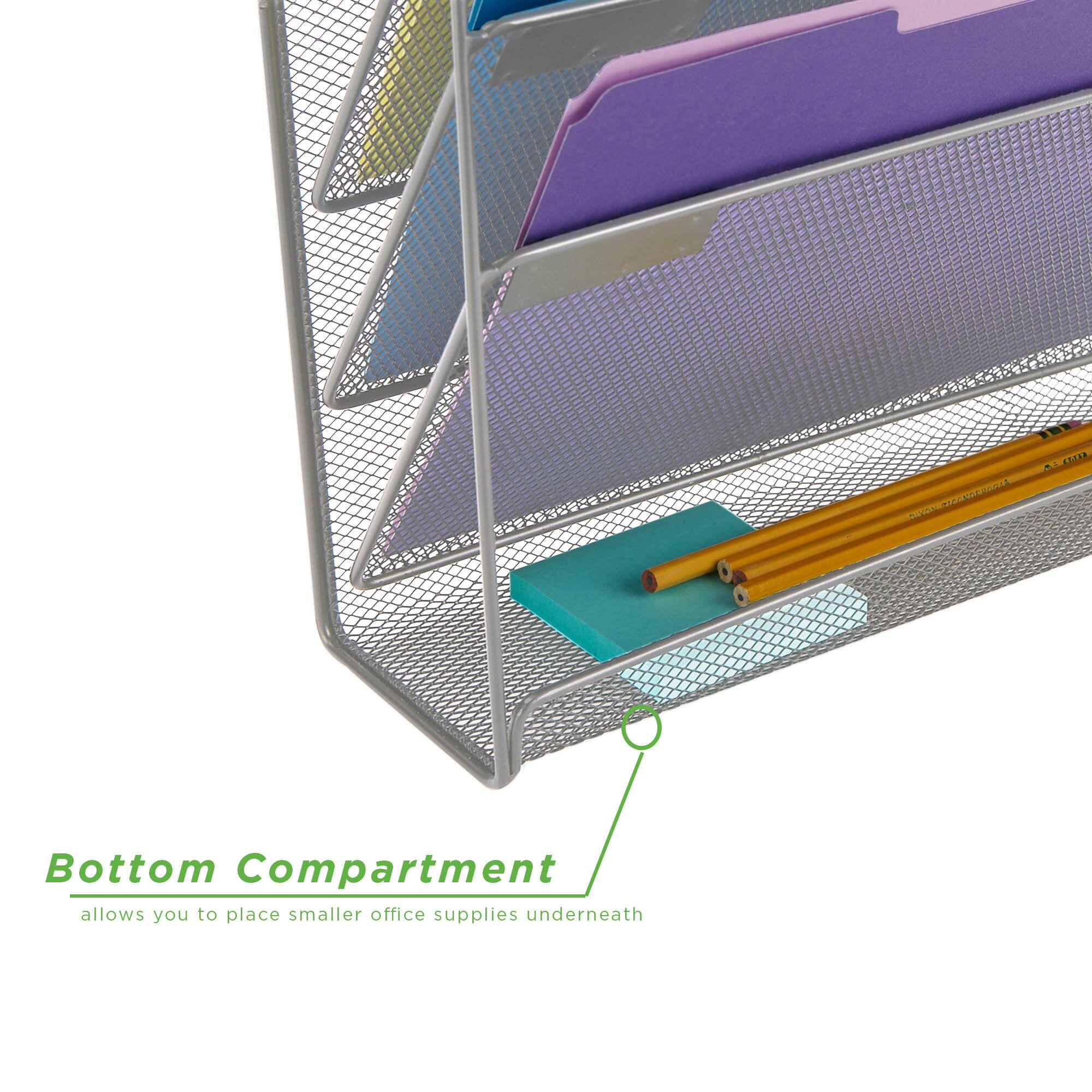 Mind Reader 6 Compartment Vertical Hanging Wall File &#x26; Chart Organizer