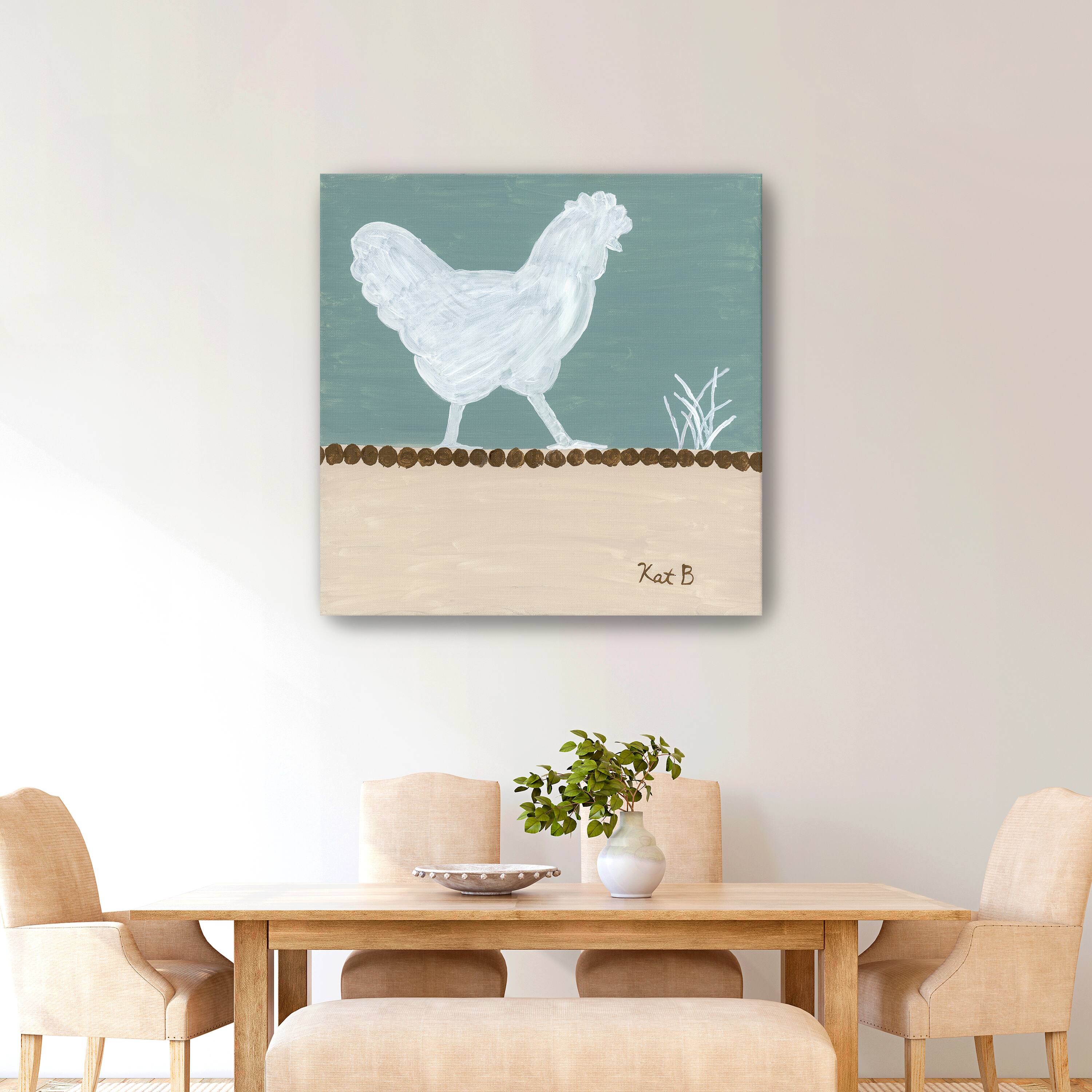 Out To Pasture IV White Chicken Canvas Giclee
