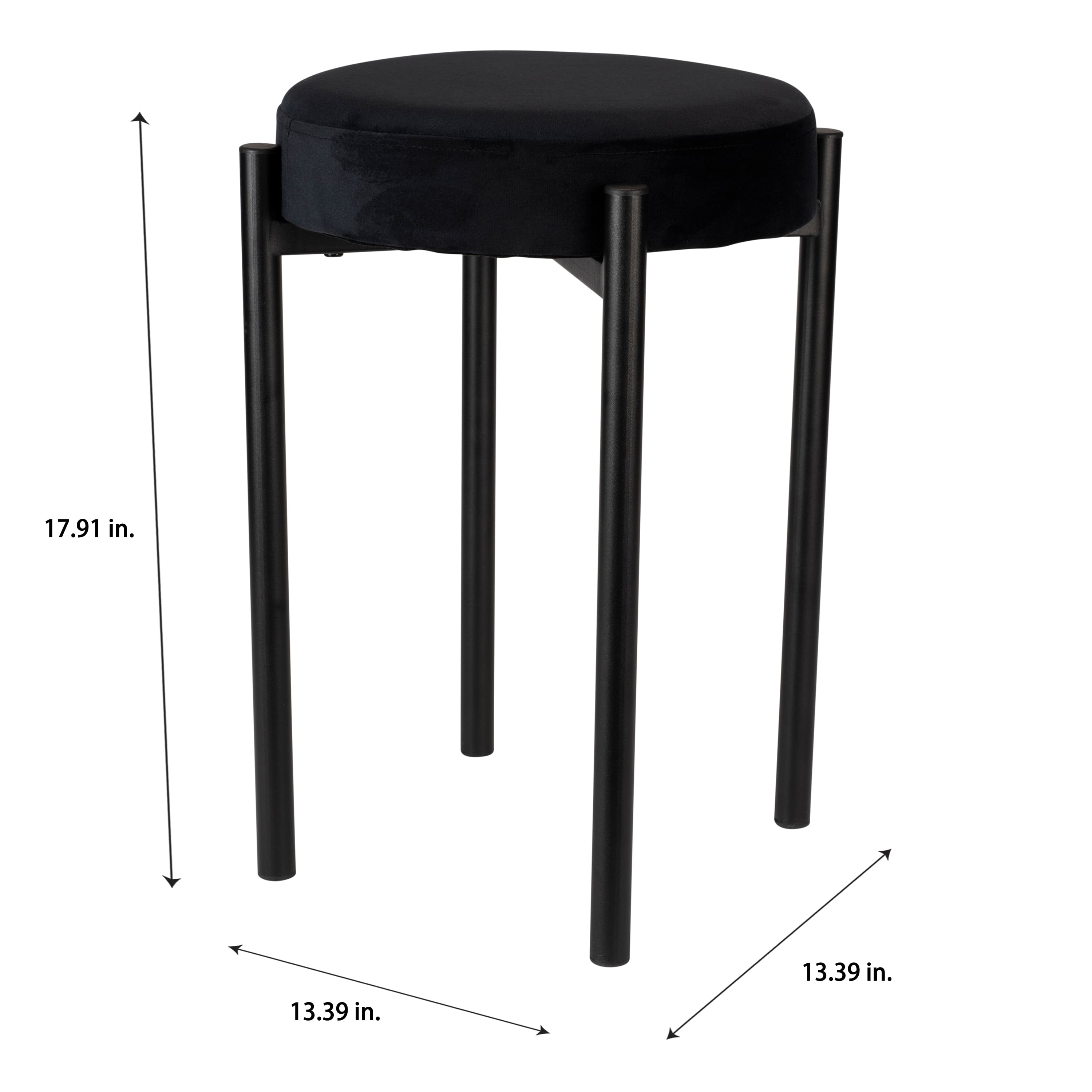 Home Details 18&#x22; Velour Vanity Stool