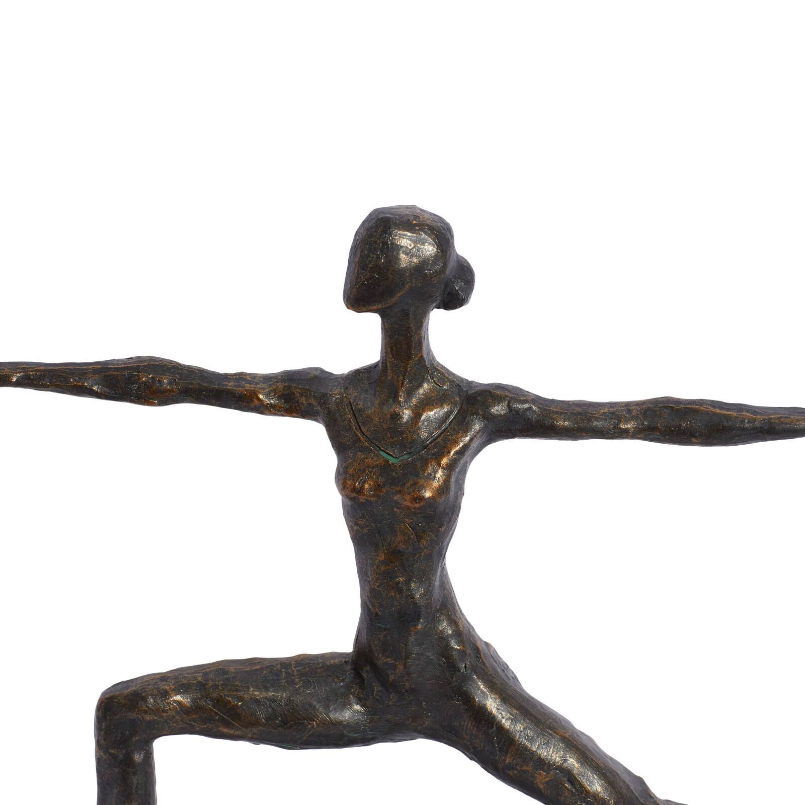 Brass Polystone Modern Sculpture, Yoga 12" x 14" x 3"