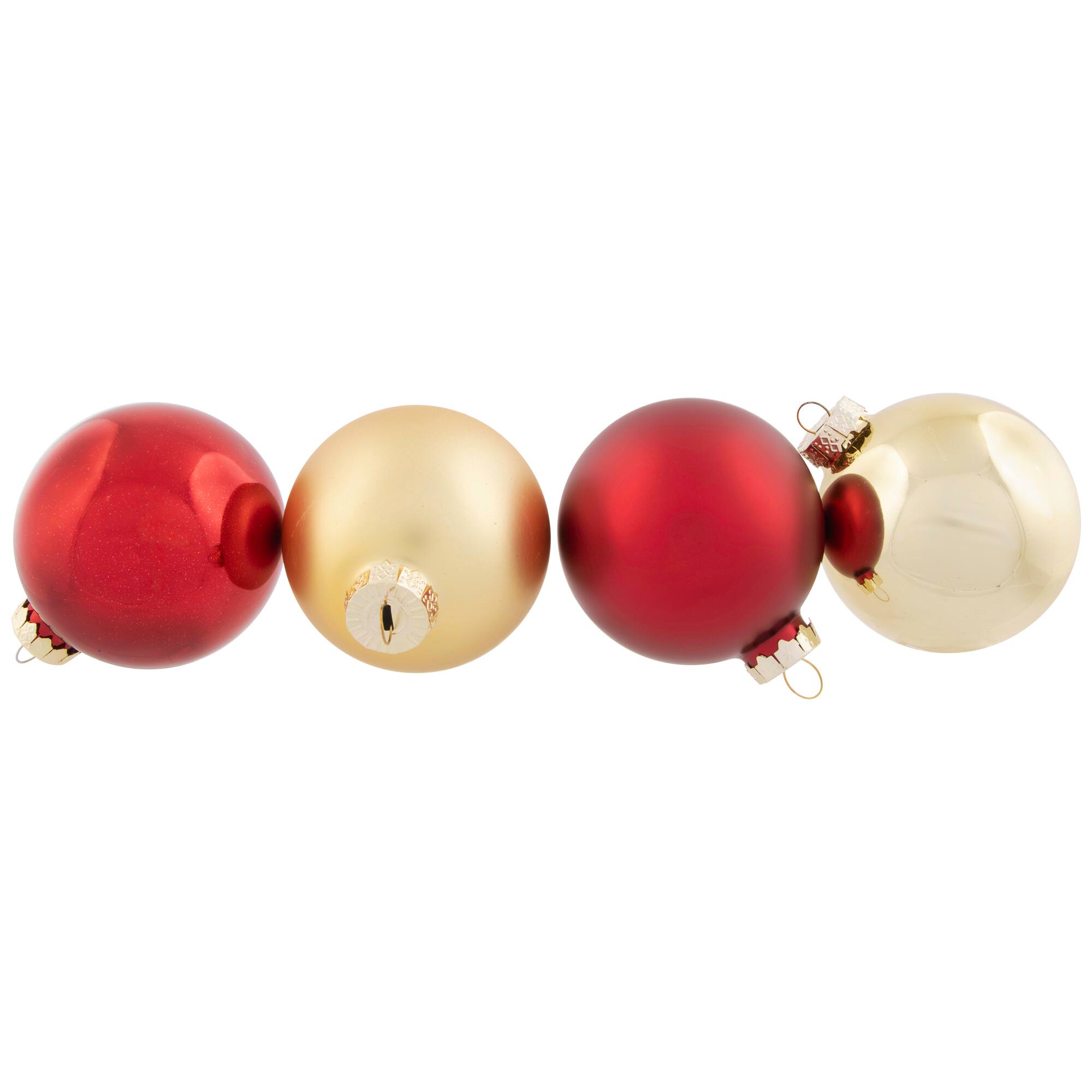 72ct. 4" Red & Gold Matte Glass Ball Ornaments