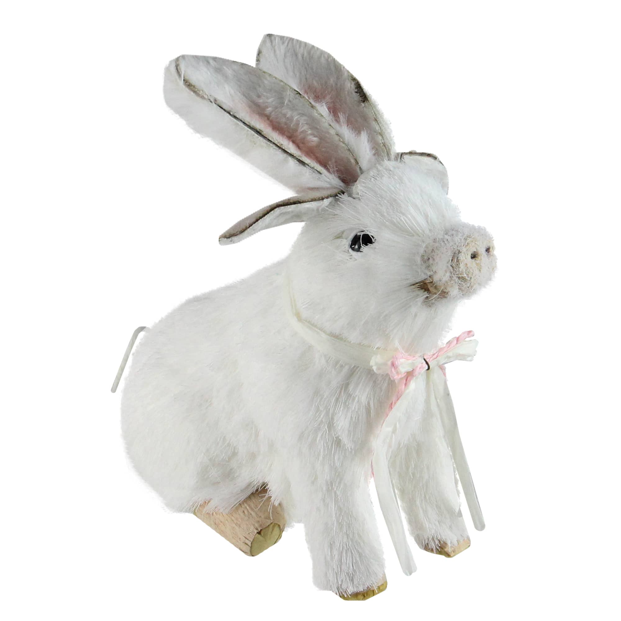 7&#x22; White Playful Piglet with Silly Bunny Rabbit Ears Easter Figure