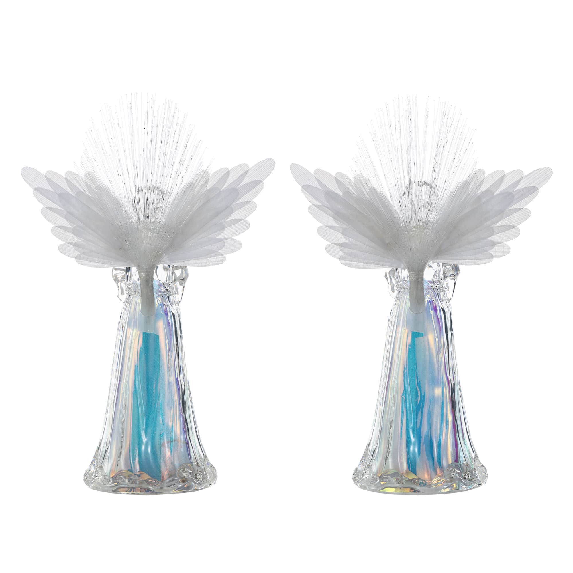 Glitzhome&#xAE; 10.75&#x22; Christmas Lighted Acrylic Color Changing Tabletop Angel Figurine Set
