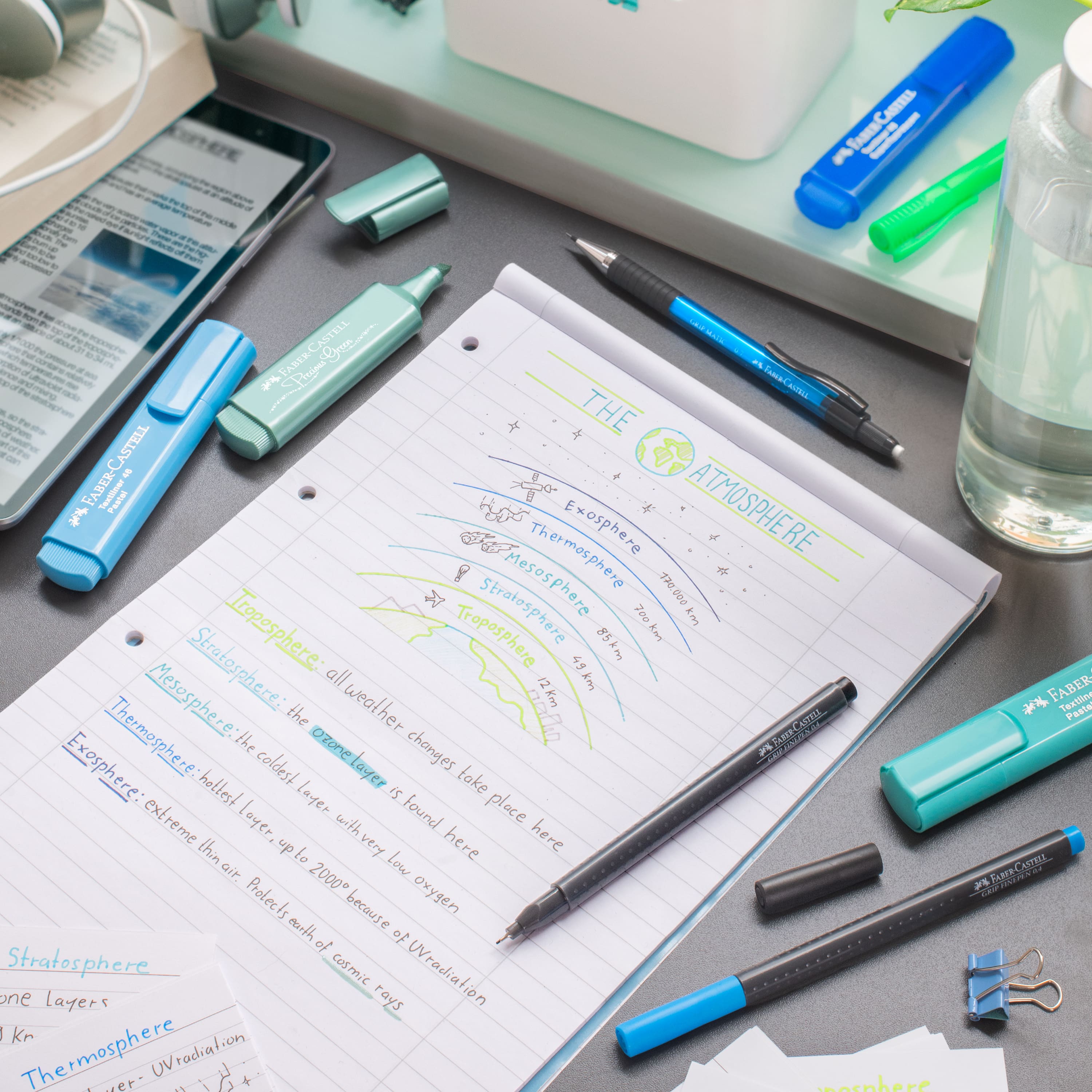Ensemble de 10&#xA0;stylos color&#xE9;s avec pointe fine et prise de Faber-Castell