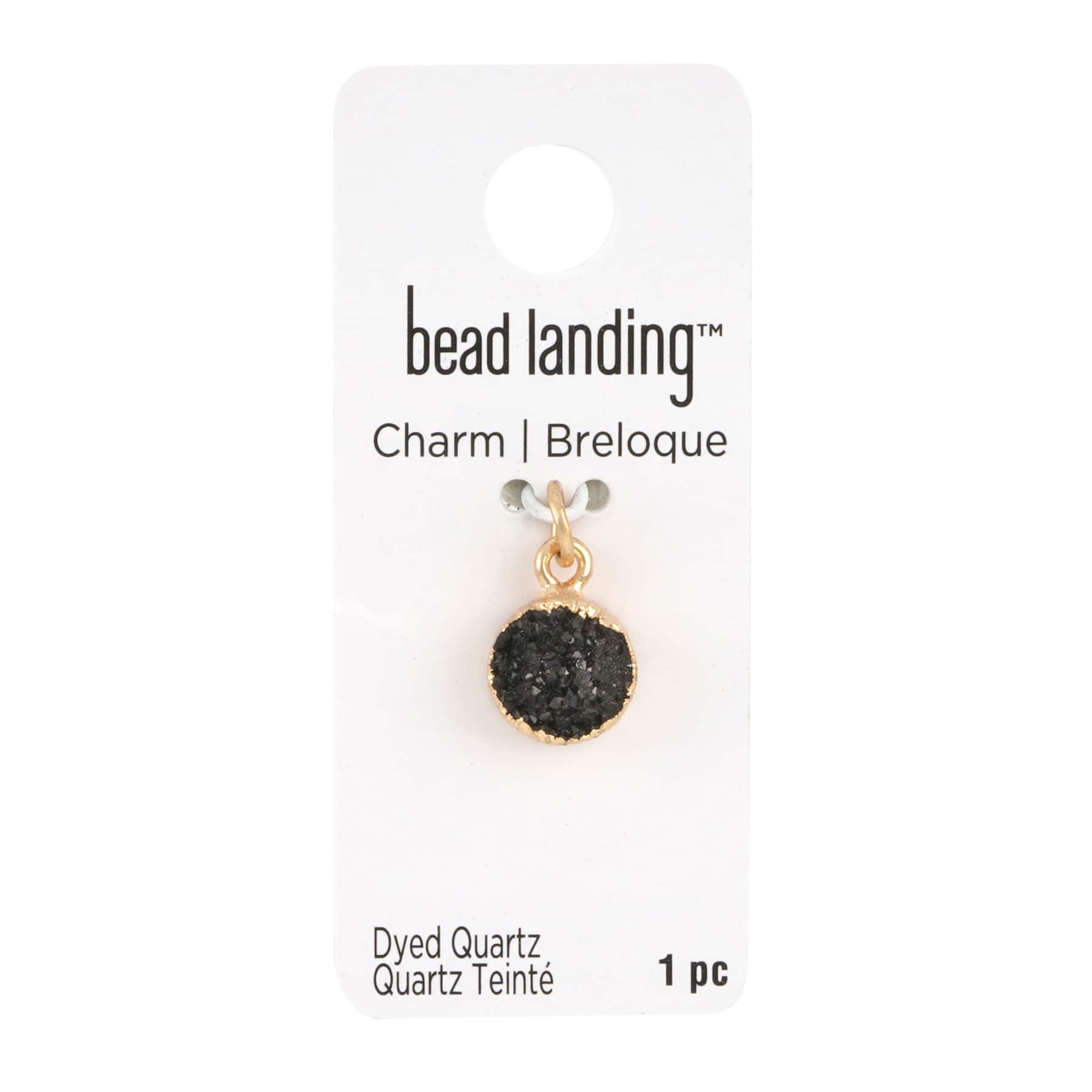 Round Black Dyed Quartz Charm by Bead Landing&#x2122;