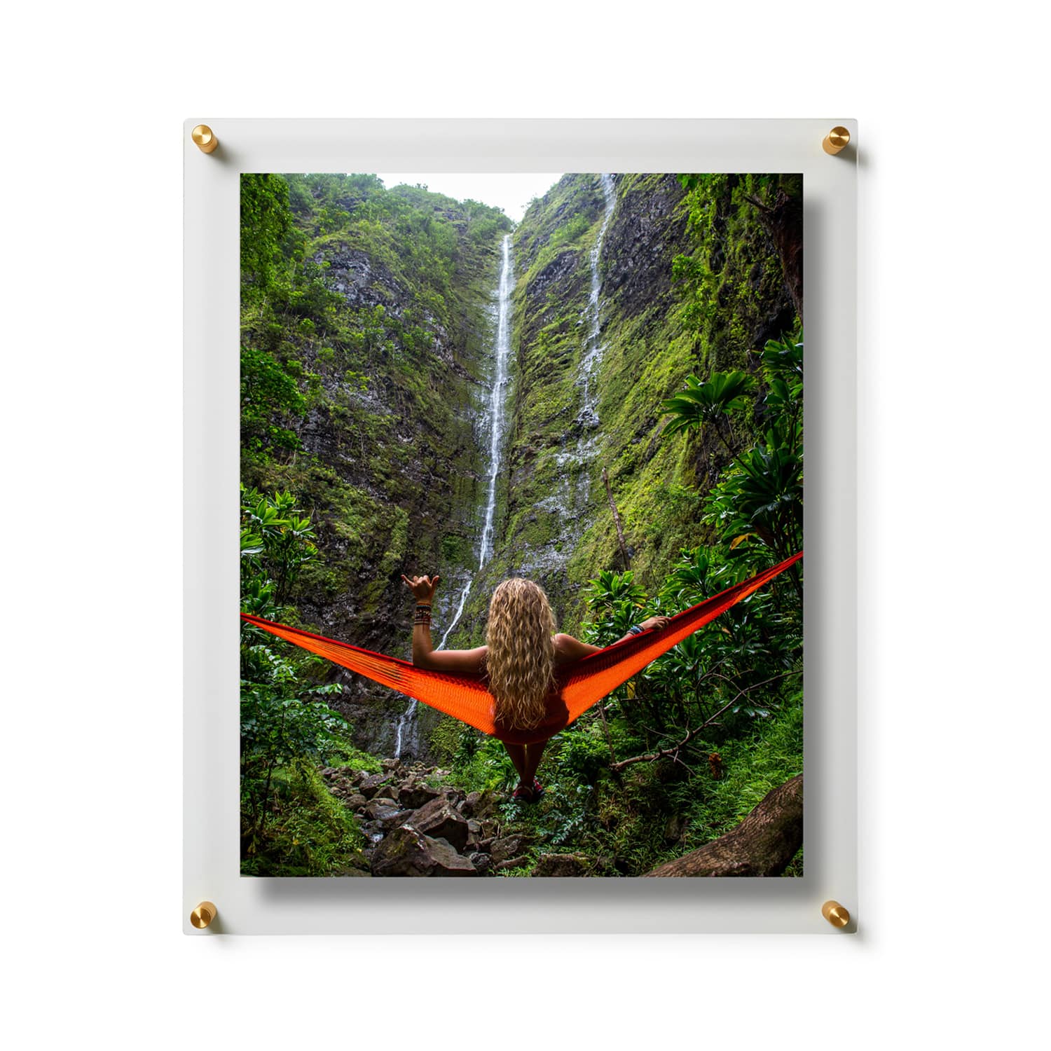 Wexel Art Double Panel Clear Acrylic Floating Wall Frame with Gold Hardware