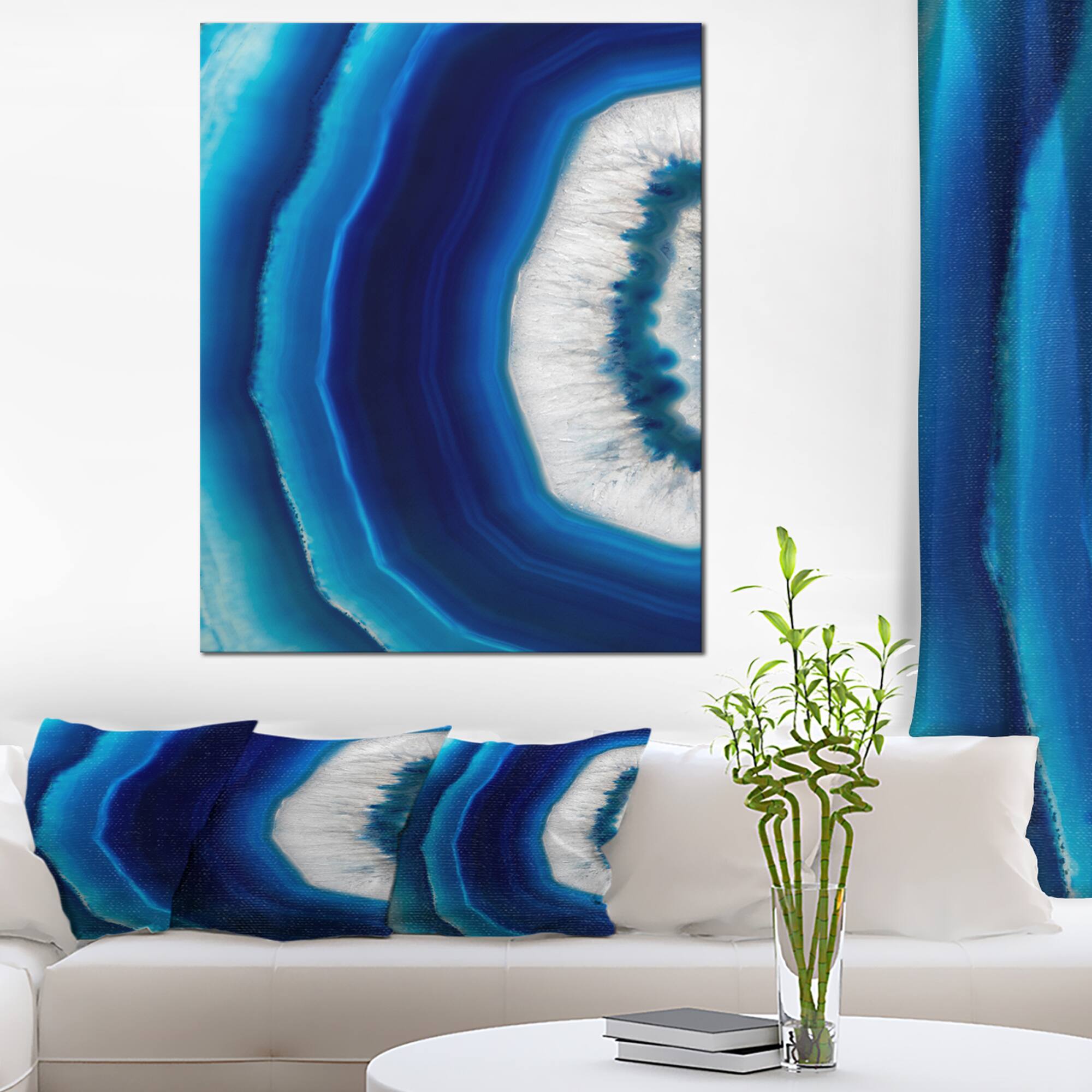 Designart - Blue Agate Crystal - Abstract Canvas art print