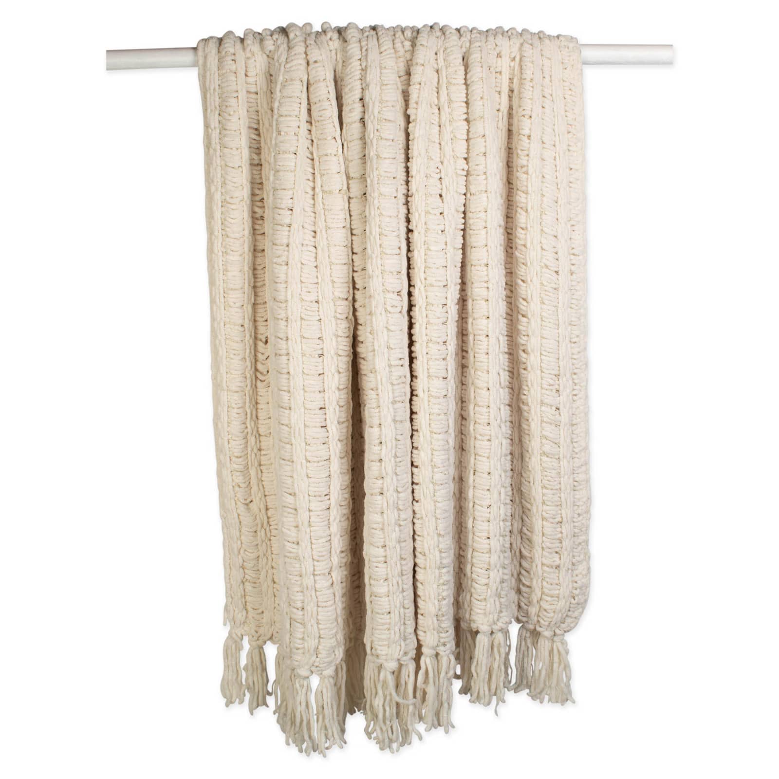 Chenille Luxury Tassel Throw Cream&#x22;