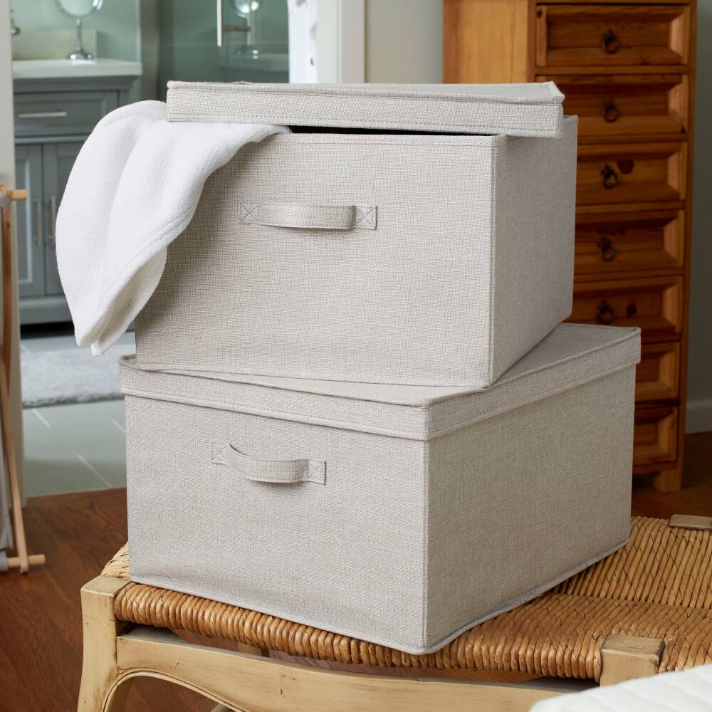 Household Essentials Fabric Storage Bin with Lid, 2ct.
